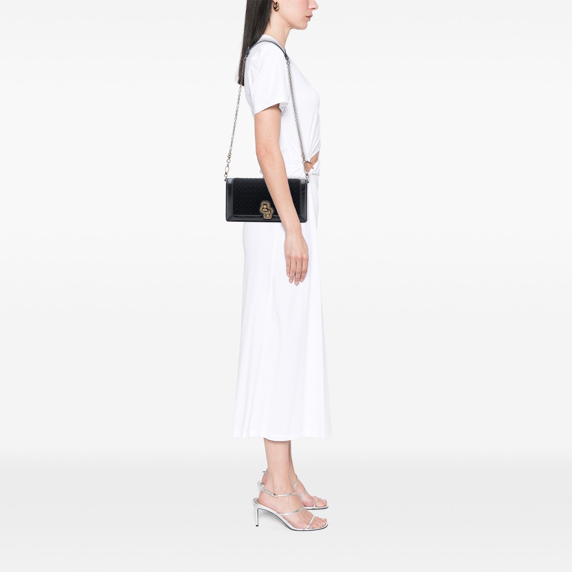 Bottega Veneta Karung Trimmed Knit Intrecciato Knot Clutch On Chain