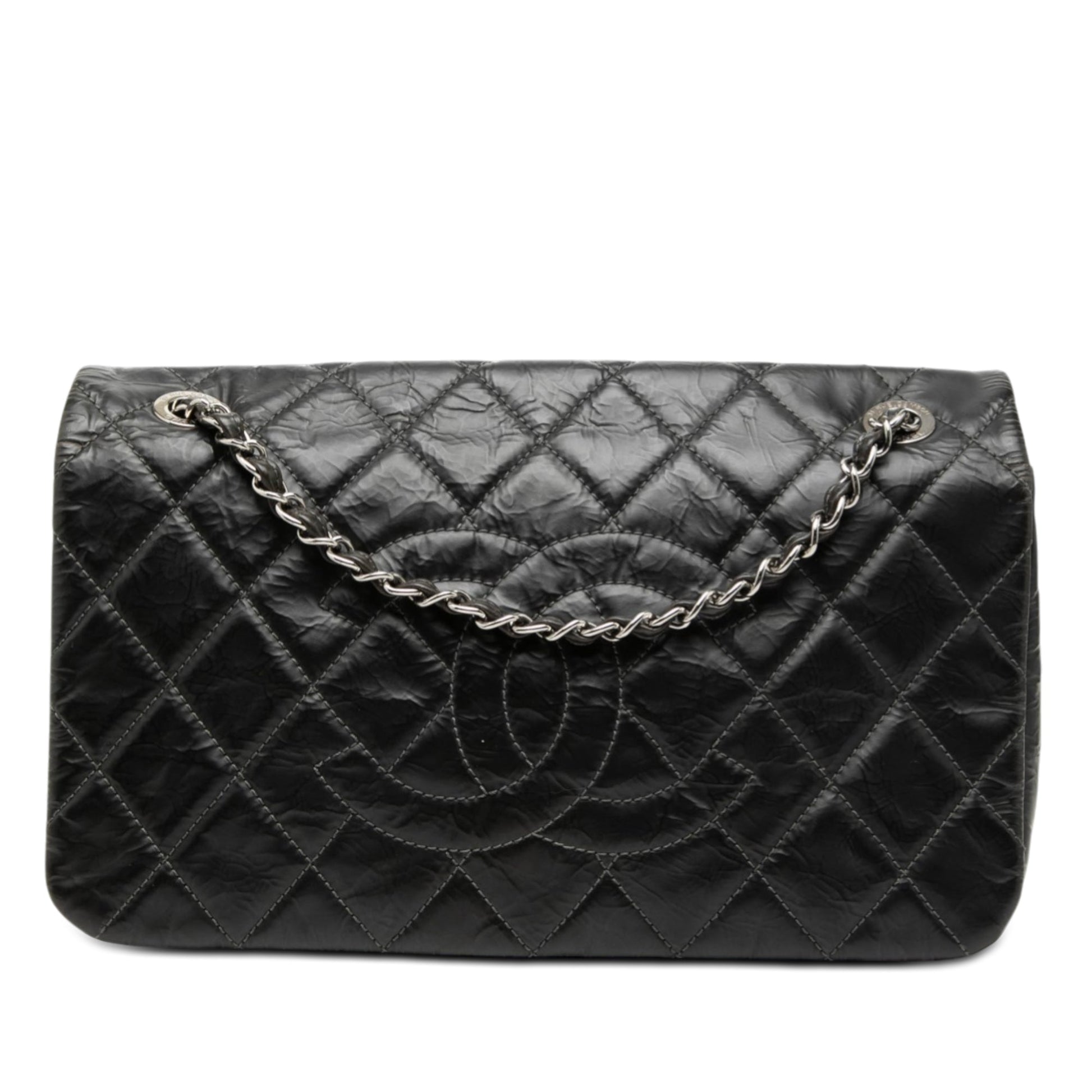 CC Glazed Quilted Calfskin Single Flap