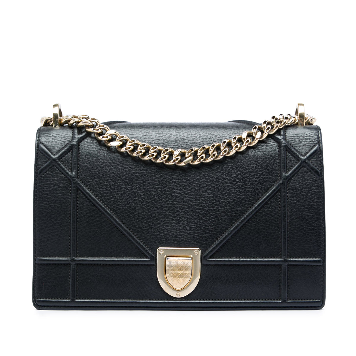 Dior Medium Grained Calfskin Diorama Flap — Black