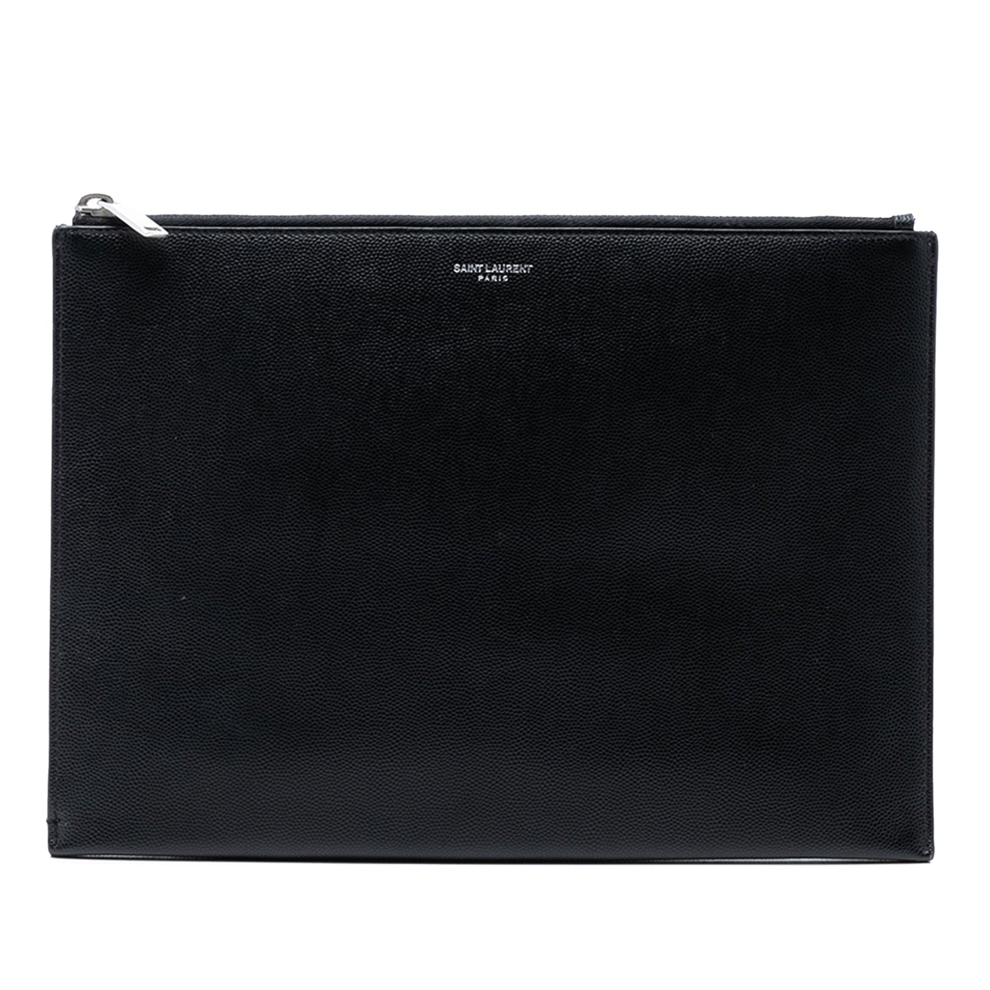 Saint Laurent Grained Leather Zip Clutch