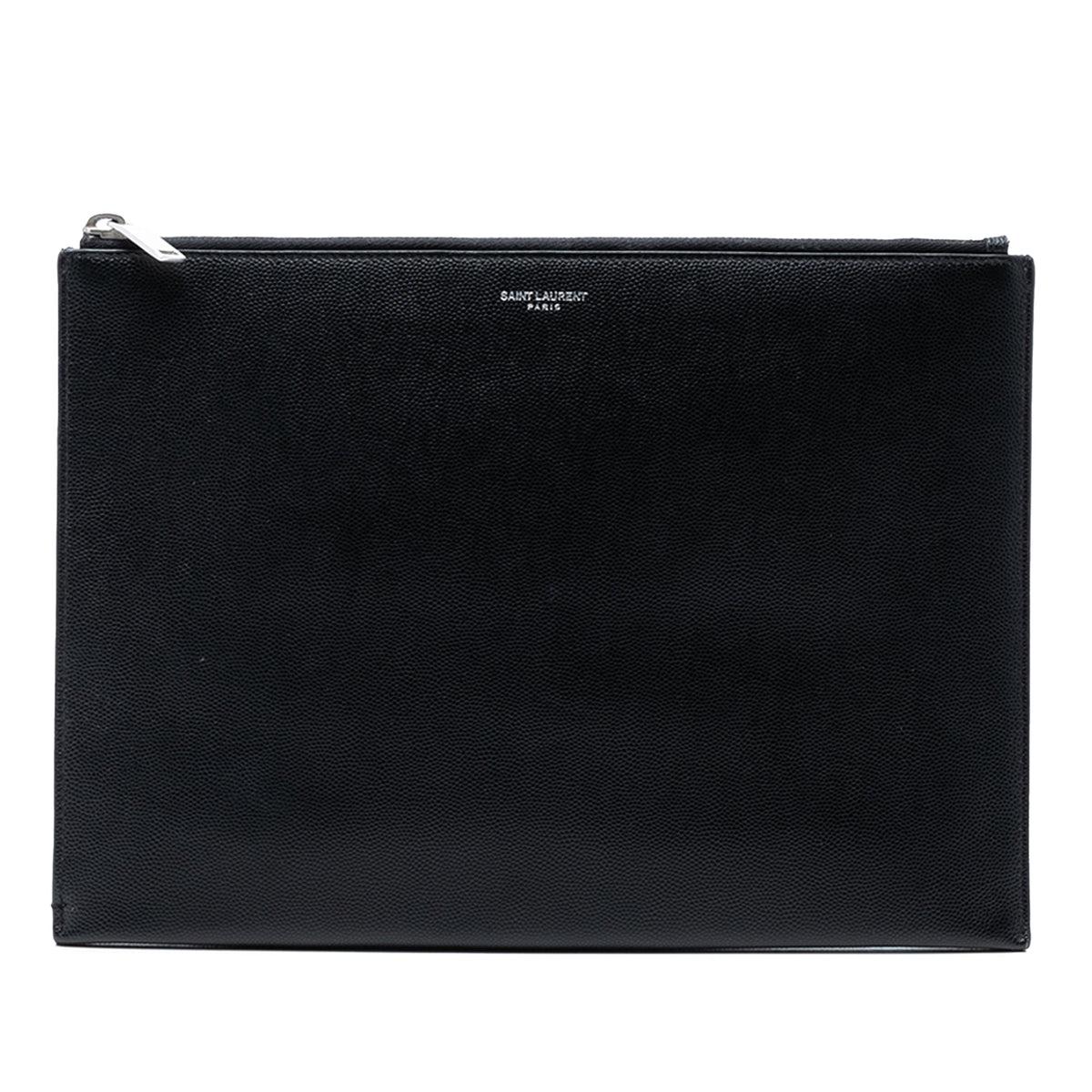 Saint Laurent Grained Leather Zip Clutch