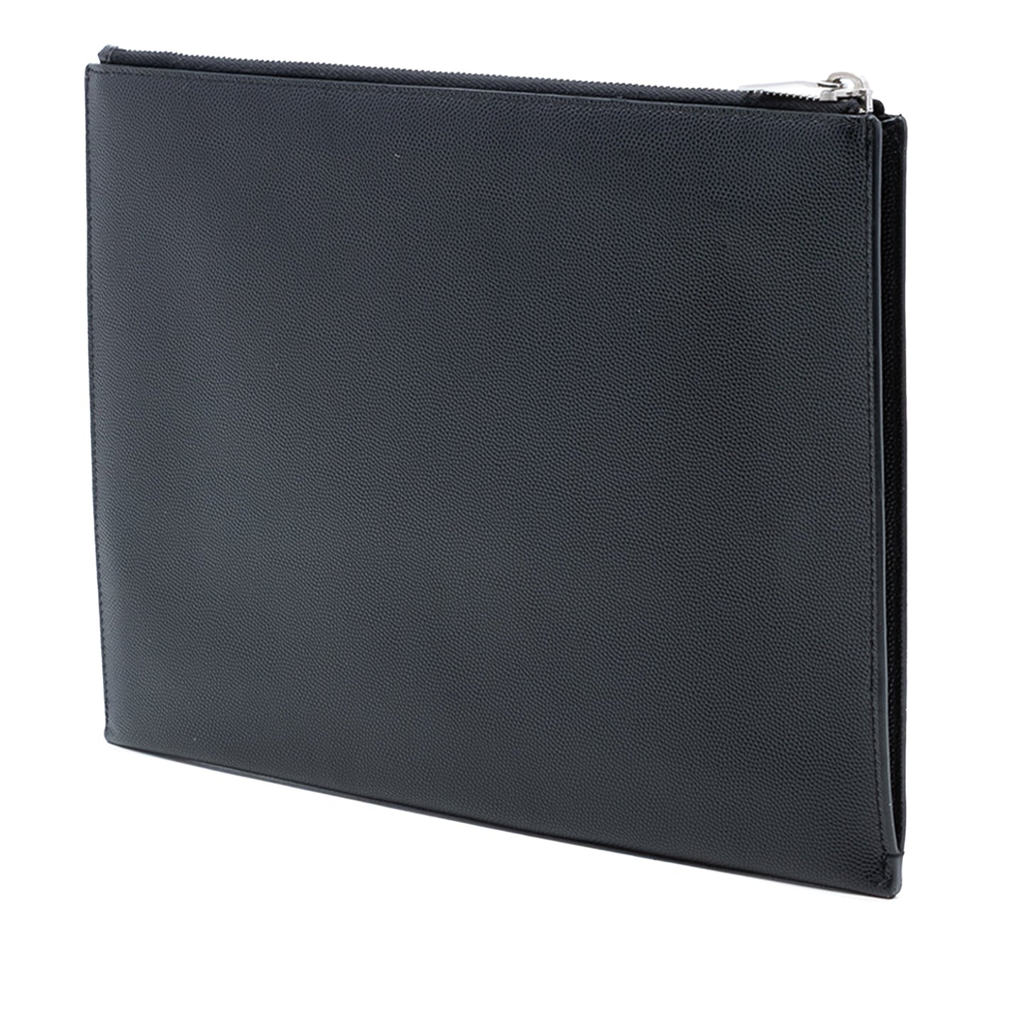 Saint Laurent Grained Leather Zip Clutch