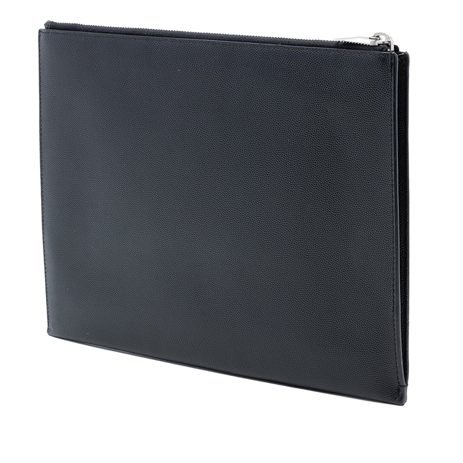 Saint Laurent Grained Leather Zip Clutch