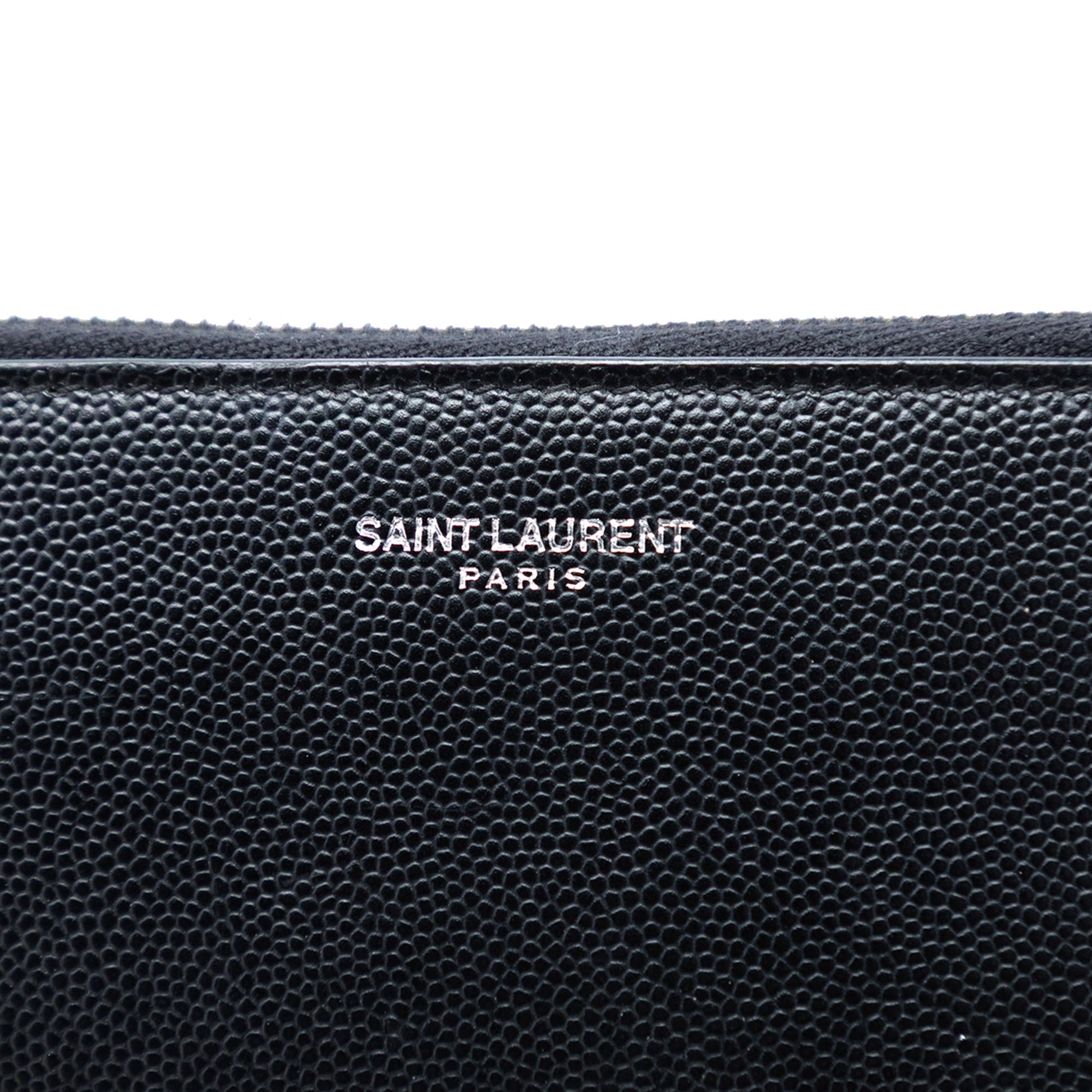 Saint Laurent Grained Leather Zip Clutch