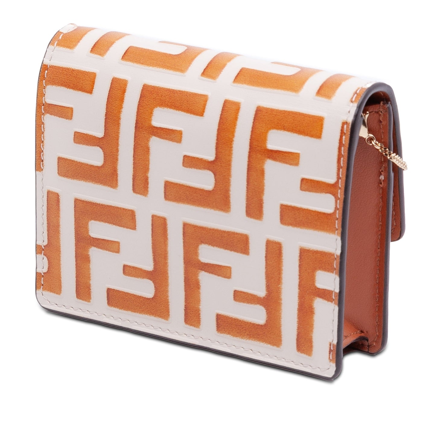 Fendi Small Bicolor FF 1974 Embossed Soft Calfskin F Is Fendi Chain Wallet