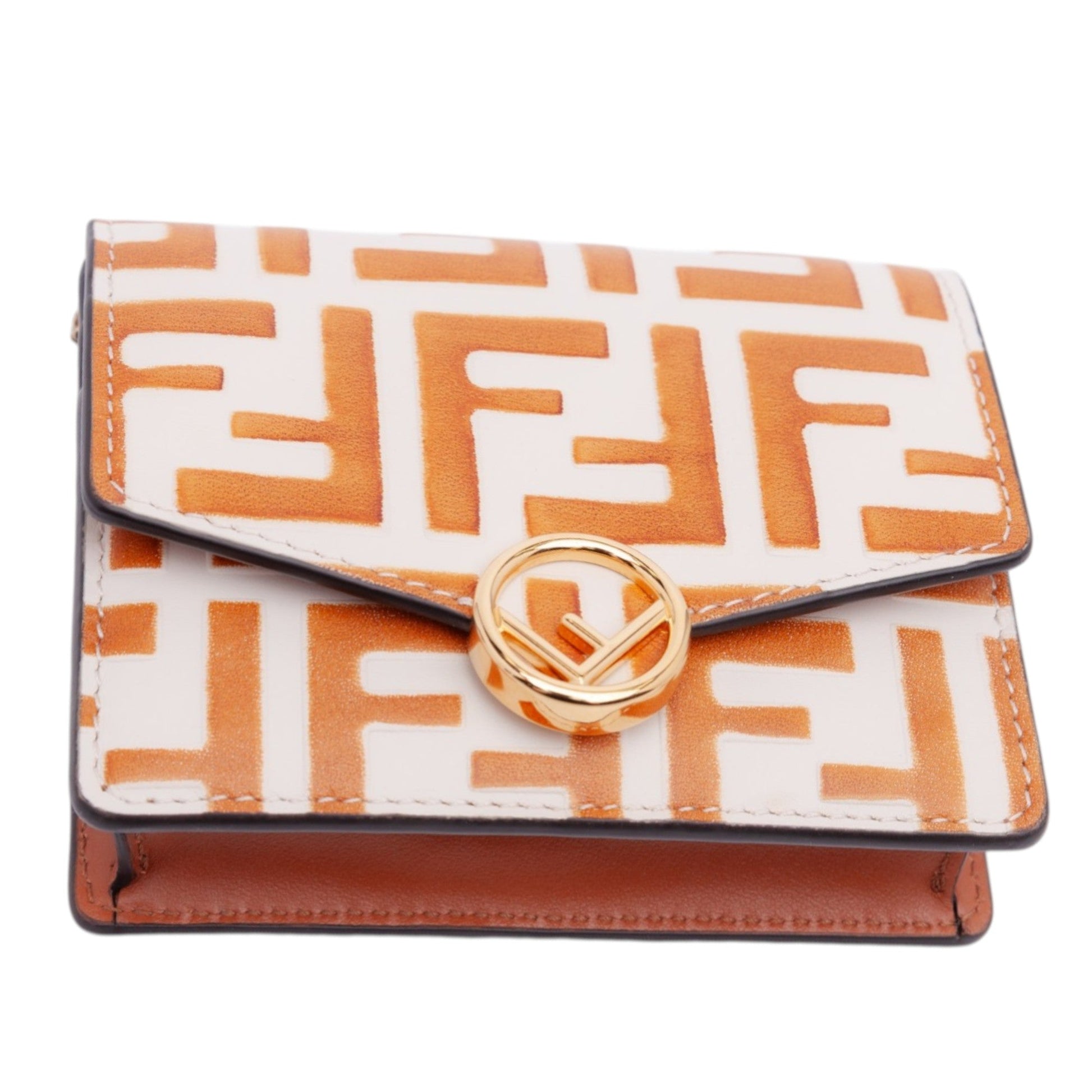 Fendi Small Bicolor FF 1974 Embossed Soft Calfskin F Is Fendi Chain Wallet