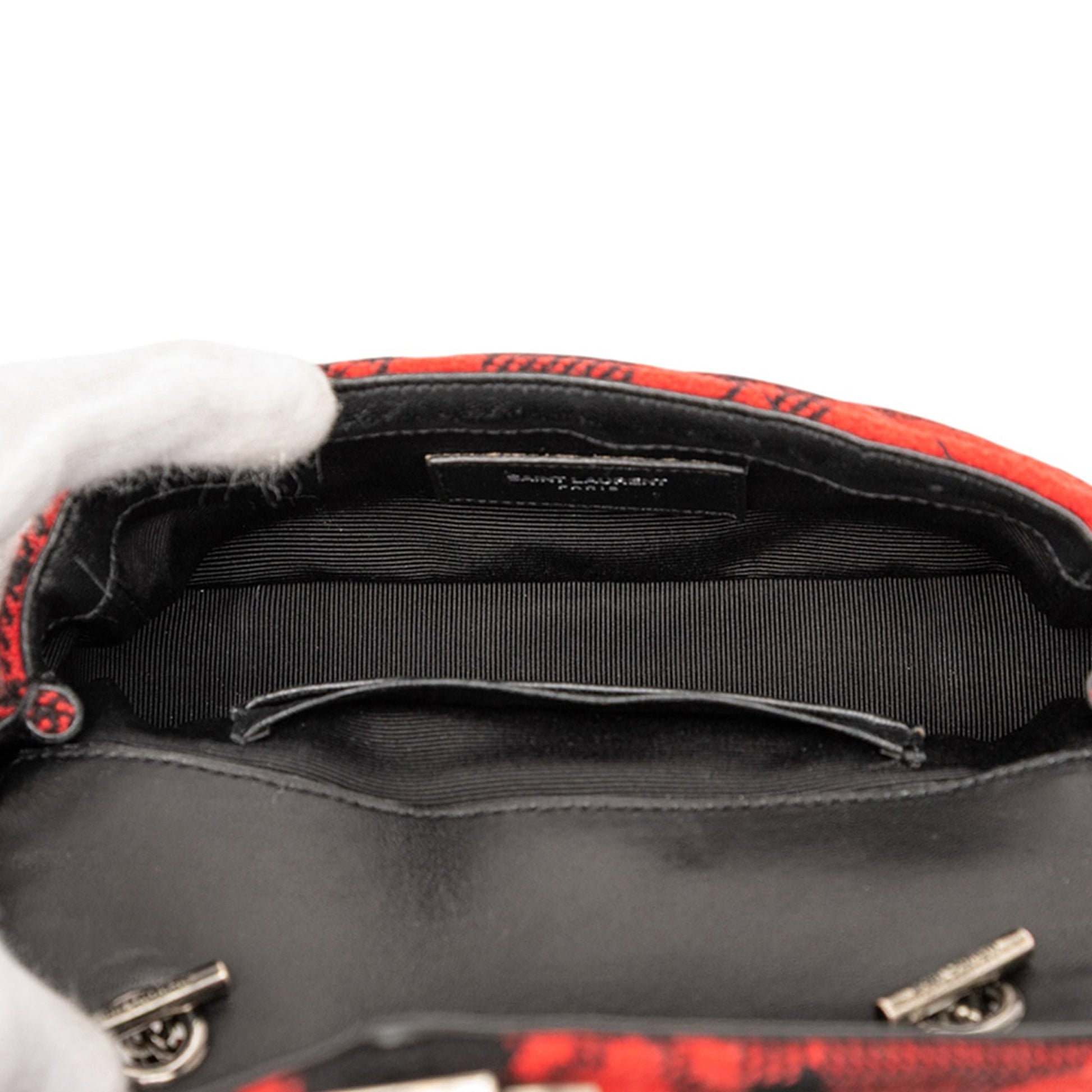 Saint Laurent Baby Chevron Tartan Wool Monogram Classic Chain Bag
