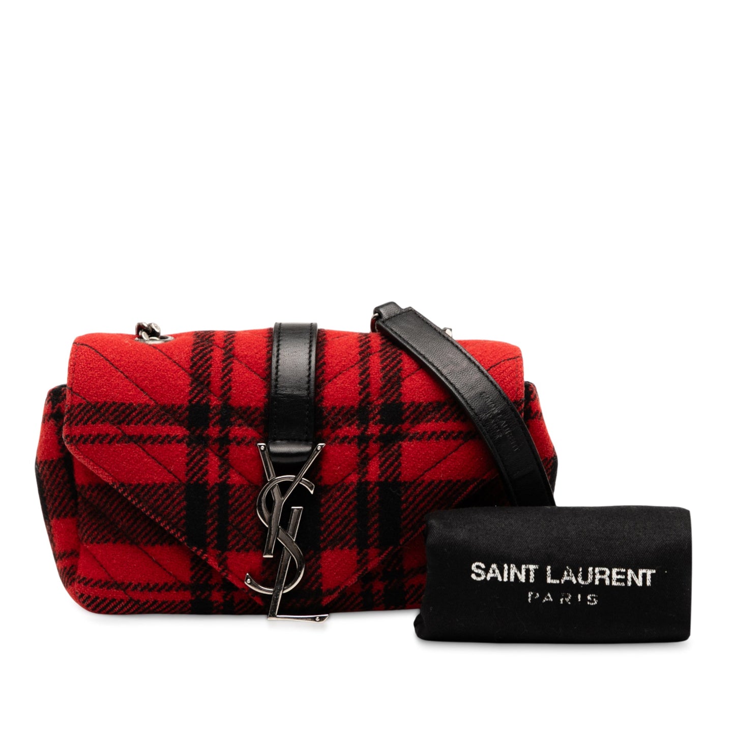 Saint Laurent Baby Chevron Tartan Wool Monogram Classic Chain Bag