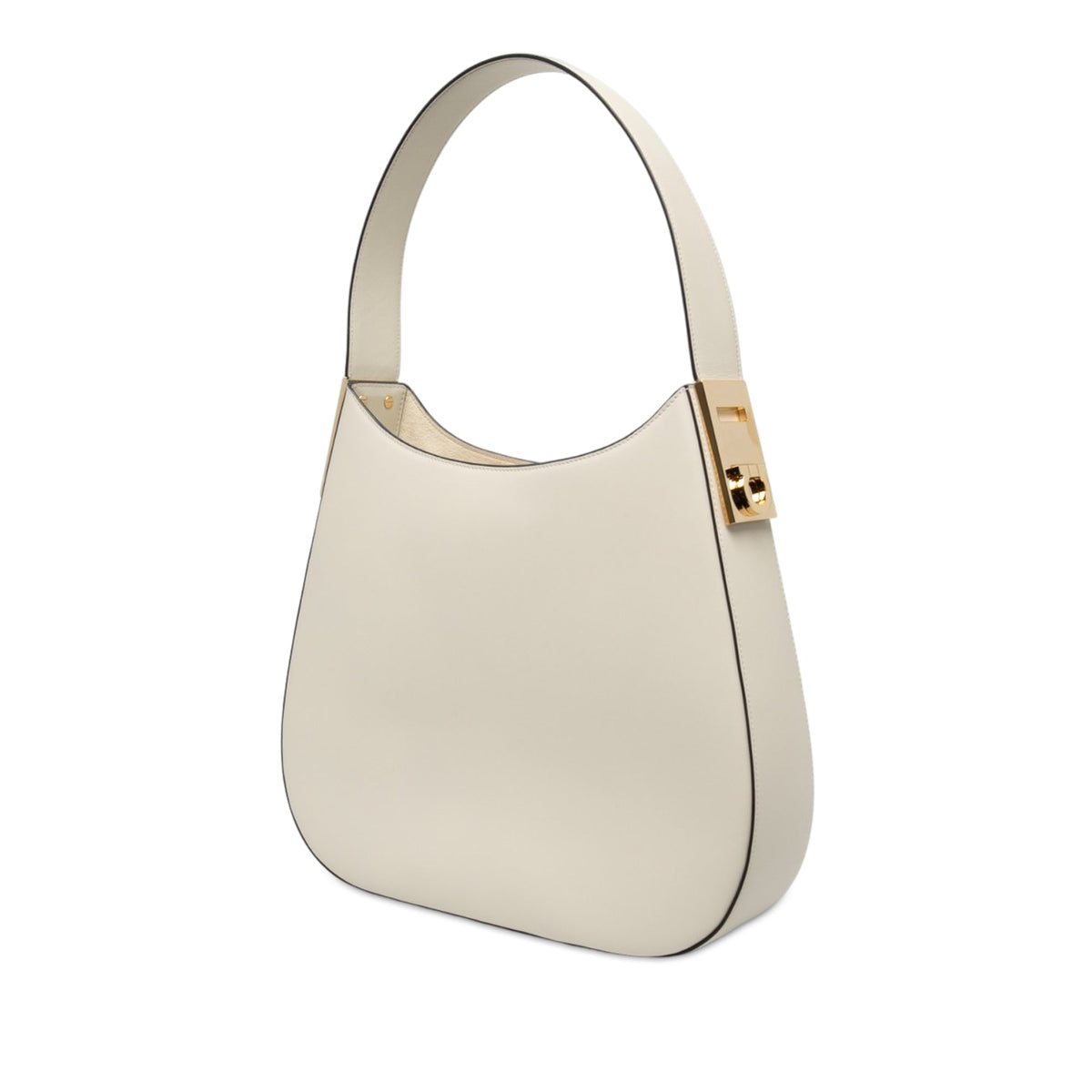 Ferragamo Medium Calfskin Smile Hobo — White