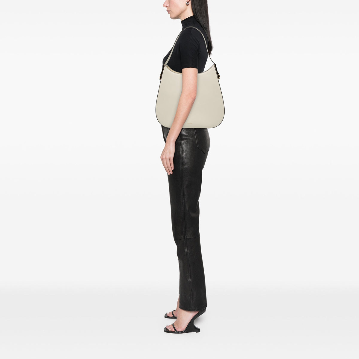Ferragamo Medium Calfskin Smile Hobo — White