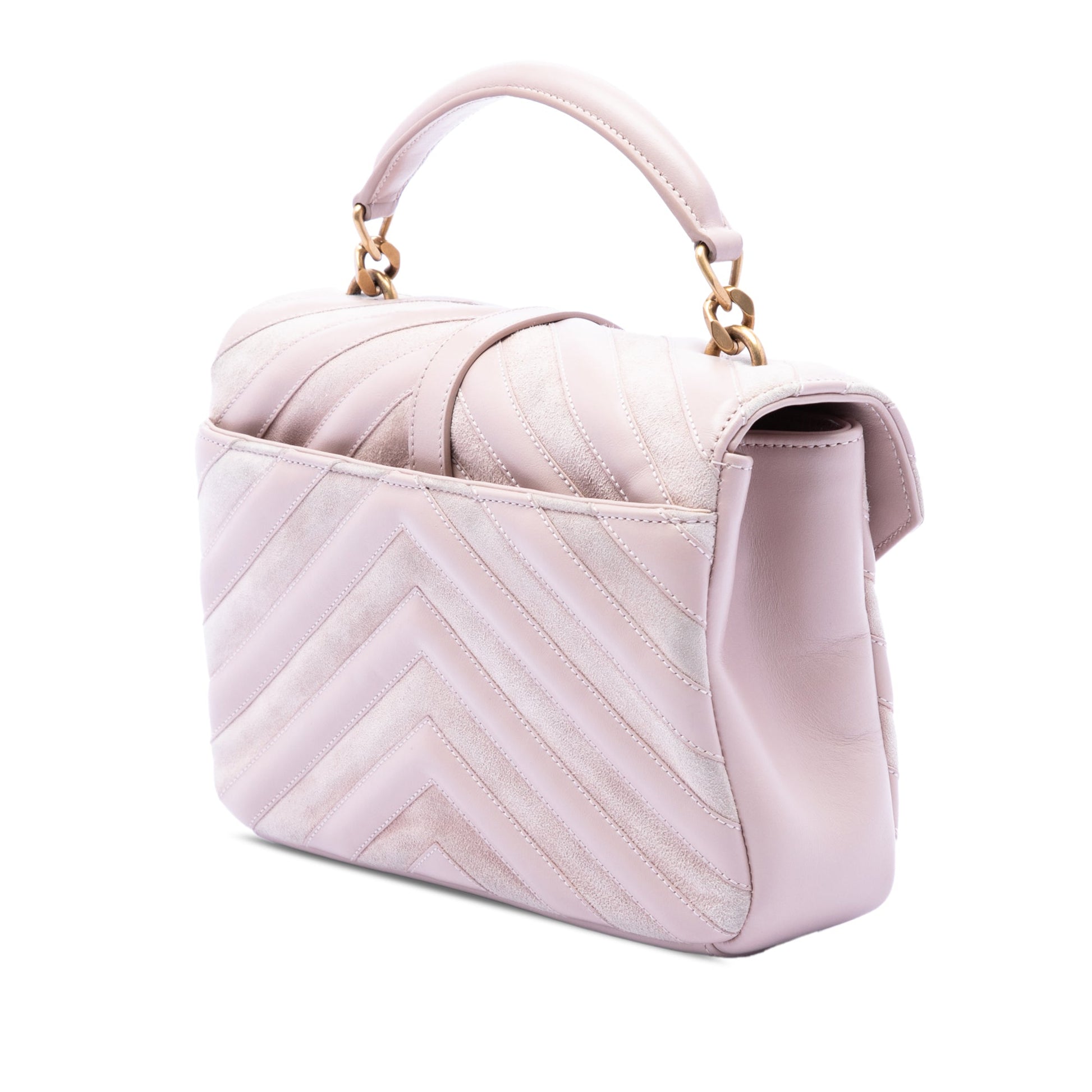 Saint Laurent Medium Calfskin and Suede Chevron Monogram College Satchel