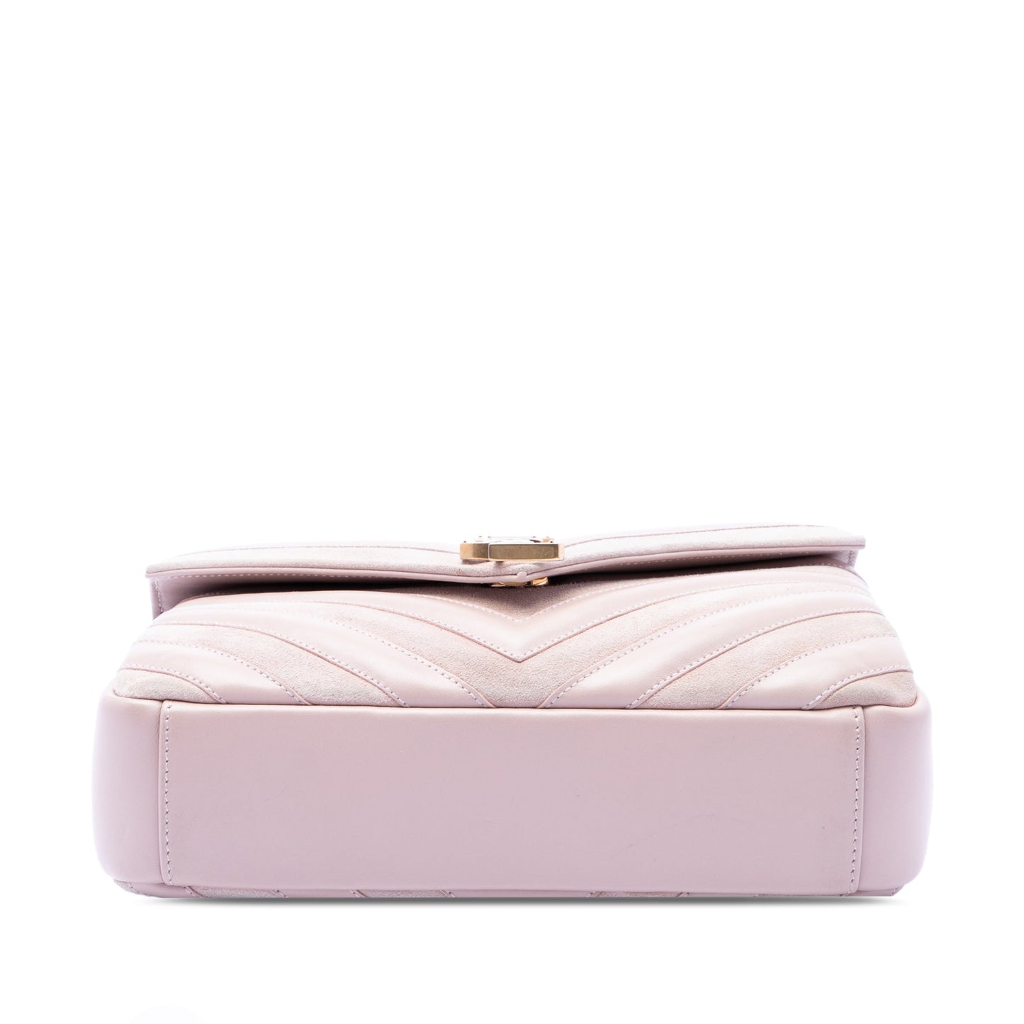 Saint Laurent Medium Calfskin and Suede Chevron Monogram College Satchel