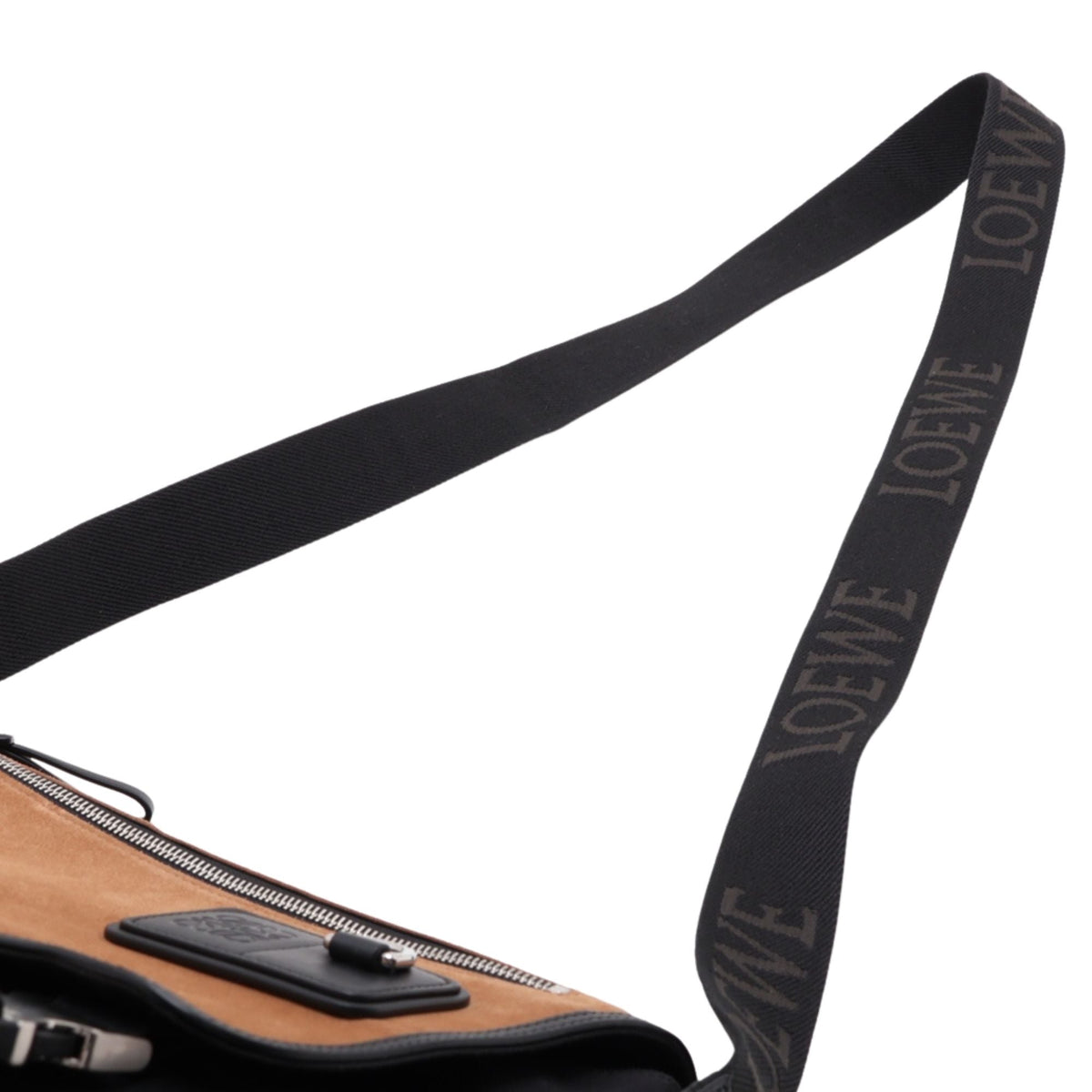 LOEWE Medium Canvas and Suede Flex Messenger Bag — Brown