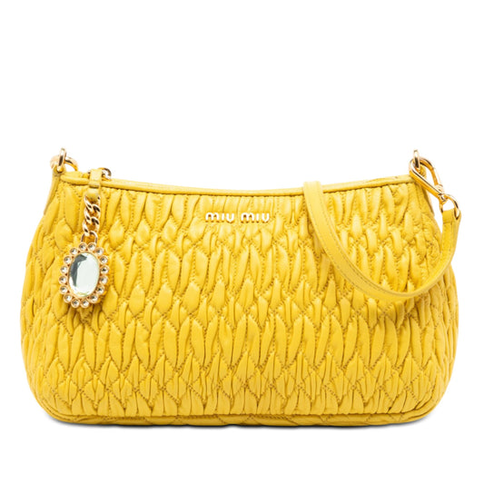 Miu Miu Matelasse Nappa Crystal Charm Shoulder Bag