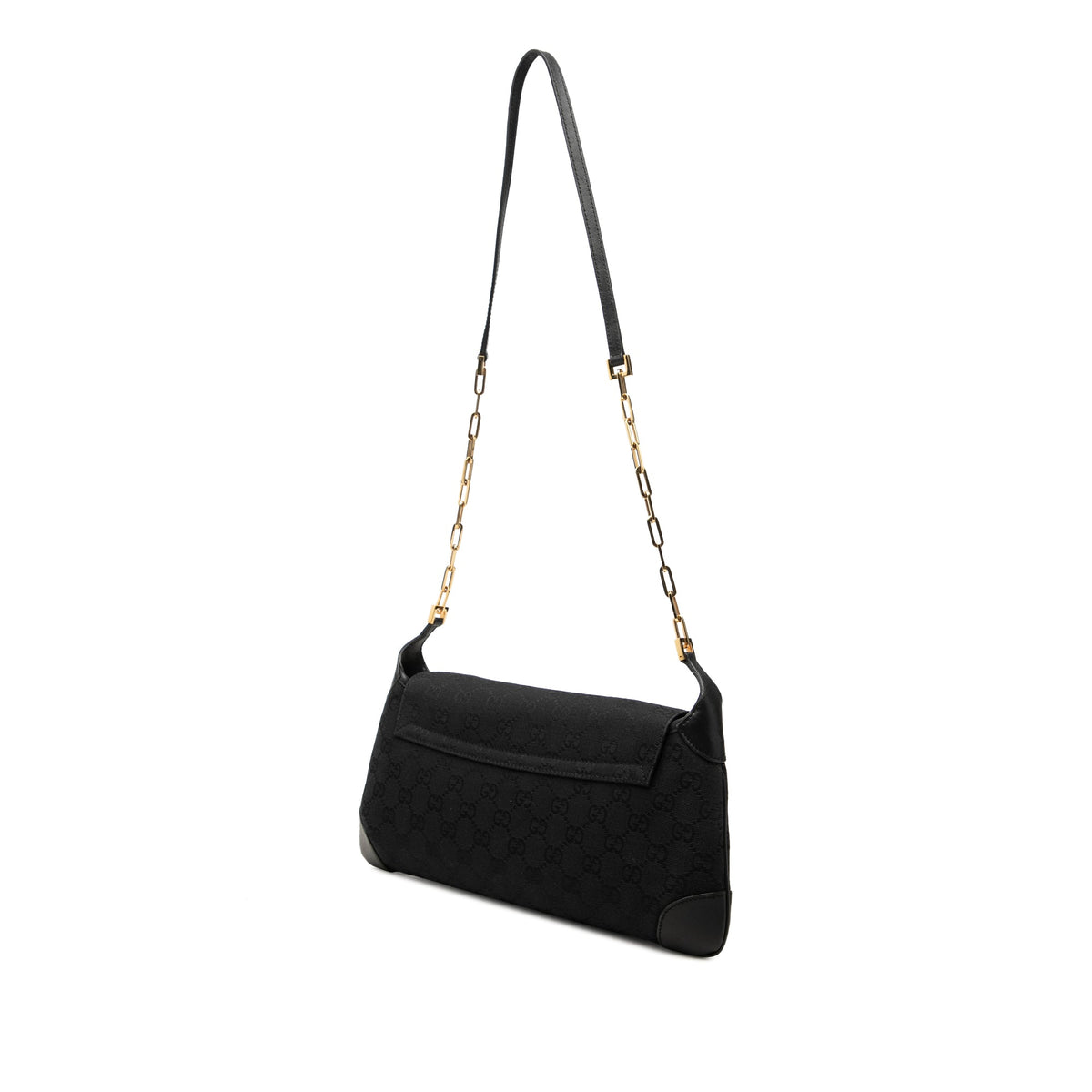 Gucci GG Canvas Tiger Charm Shoulder Bag — Black