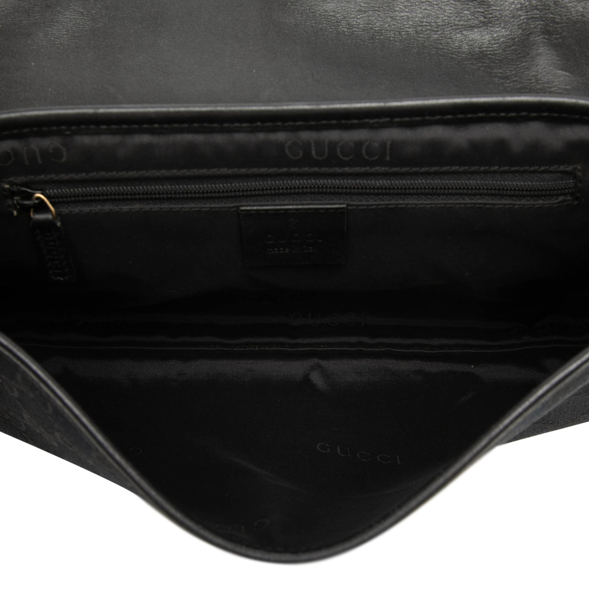 Gucci GG Canvas Tiger Charm Shoulder Bag — Black