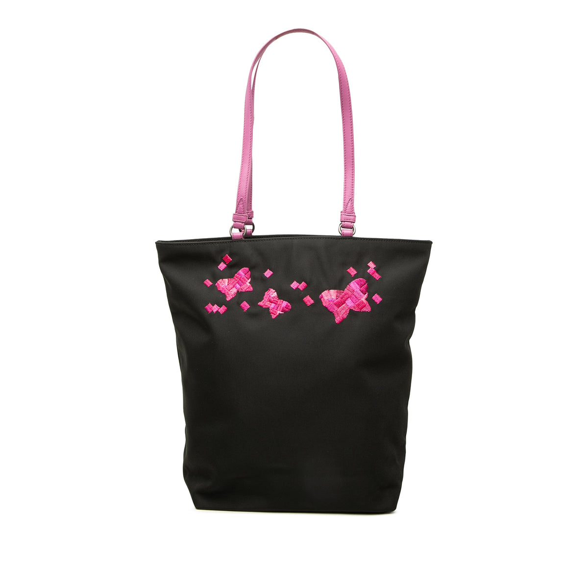 Bottega Veneta Embroidered Canvas Butterfly Tote — Black