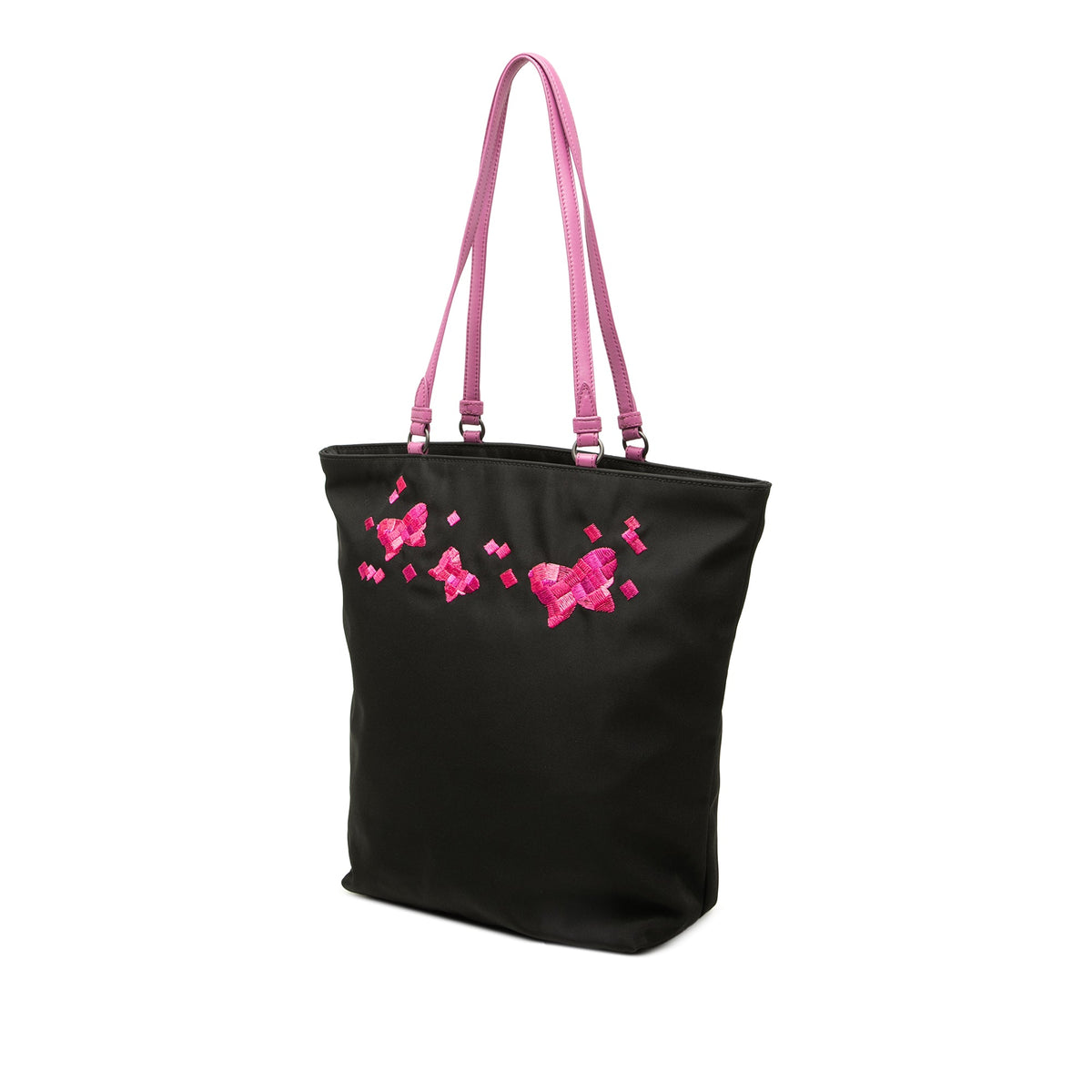 Bottega Veneta Embroidered Canvas Butterfly Tote — Black