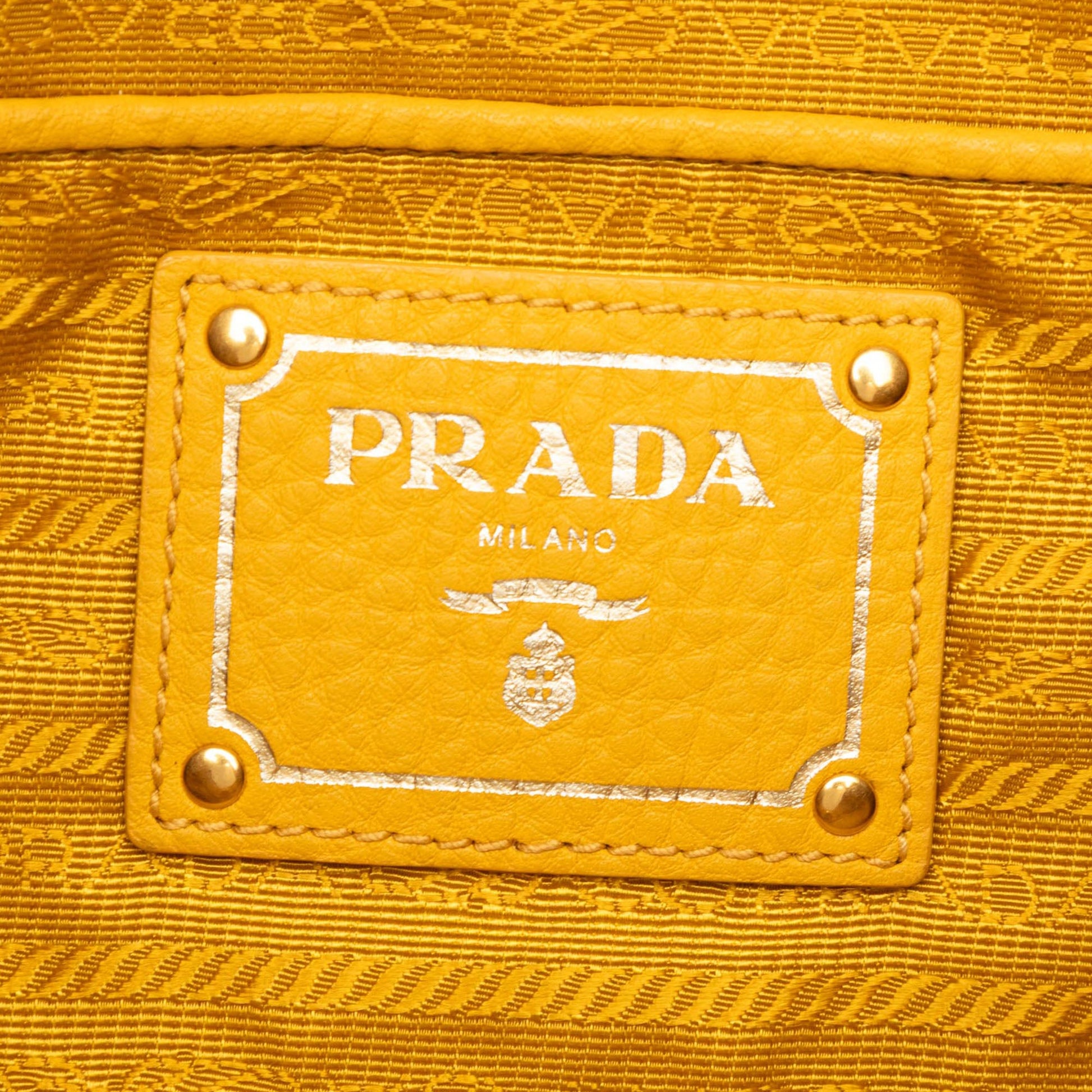 Prada Vitello Daino Side Zip Convertible Tote