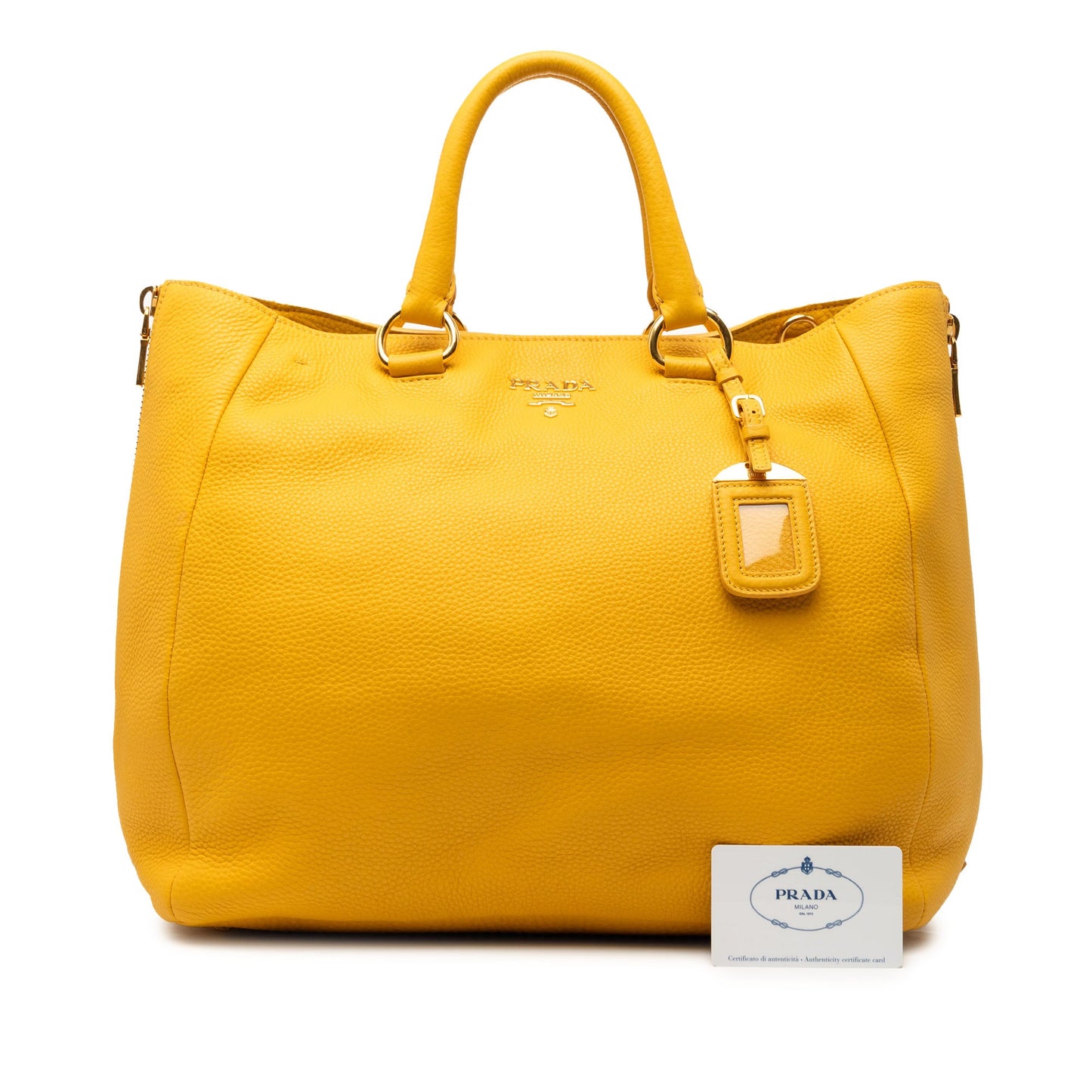 Prada Vitello Daino Side Zip Convertible Tote