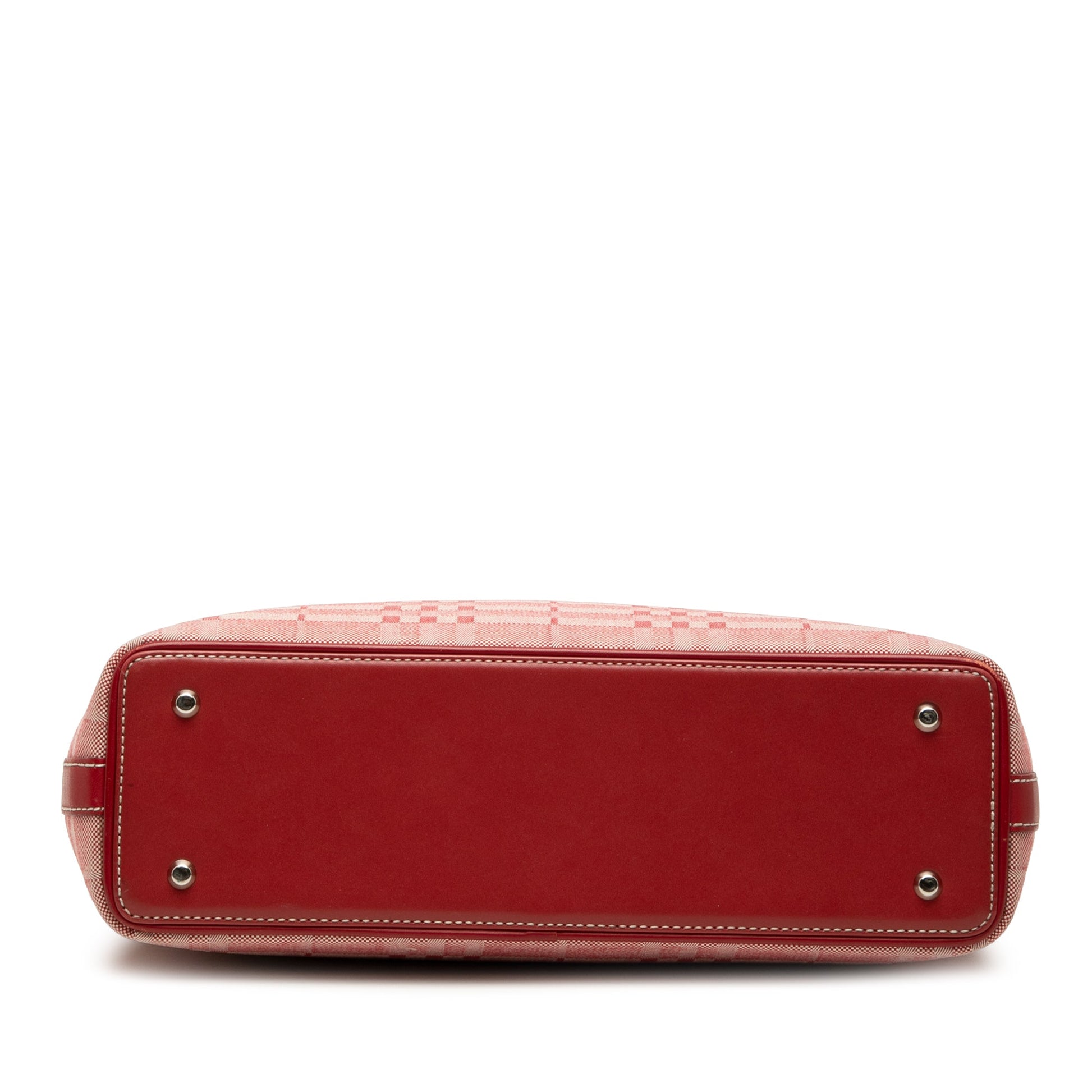 Burberry Leather Trimmed Tonal Check Canvas Handbag