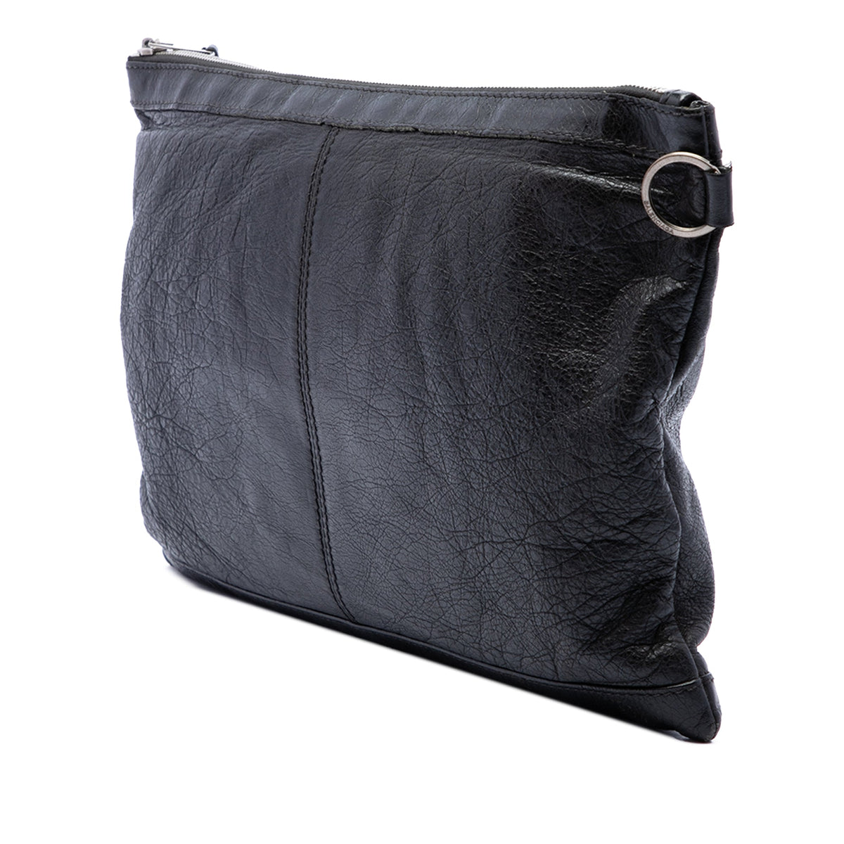 Balenciaga Lambskin Motocross Classic Clip Clutch L — Black