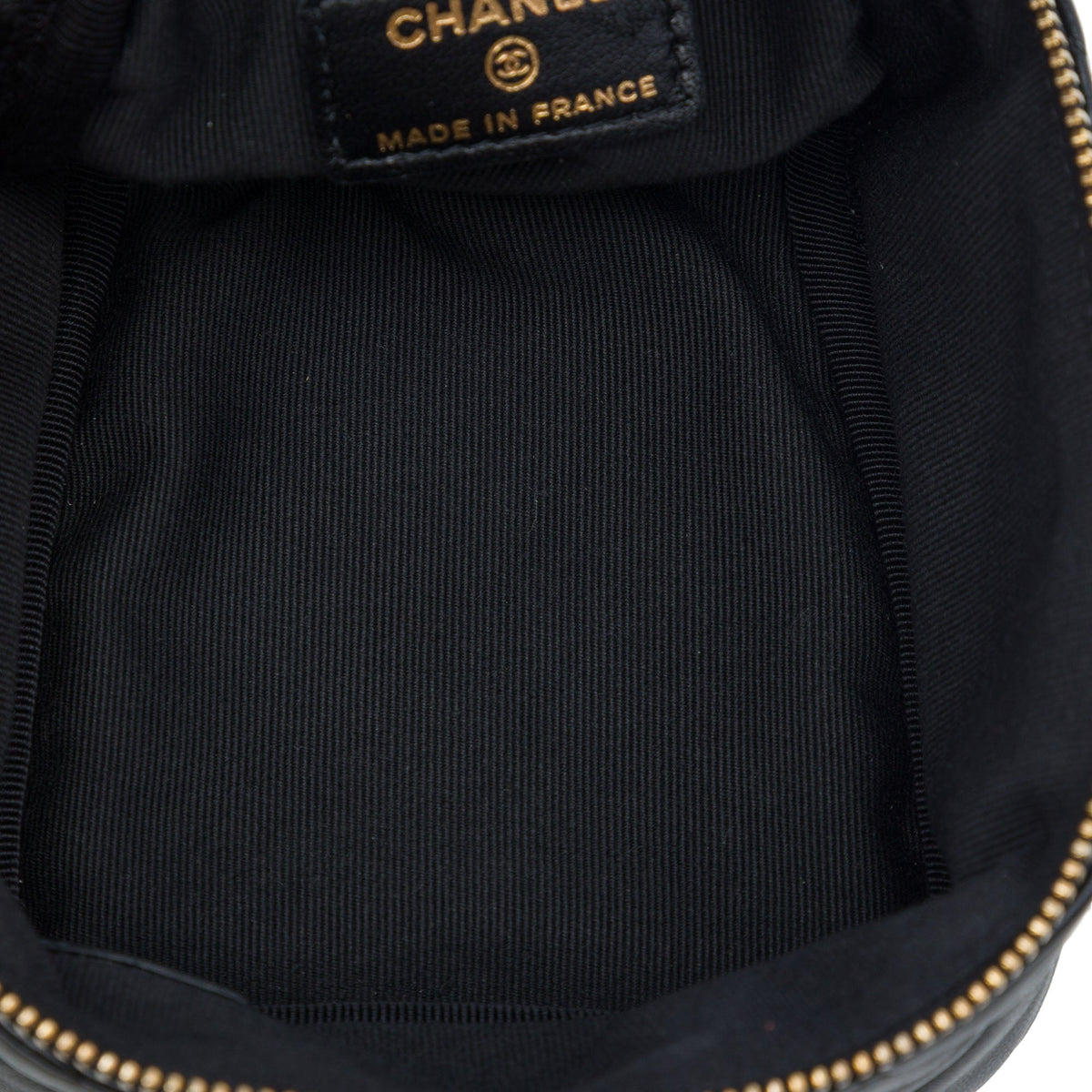 Chanel CC Quilted Lambskin Cube Wristlet Vanity Case — Black