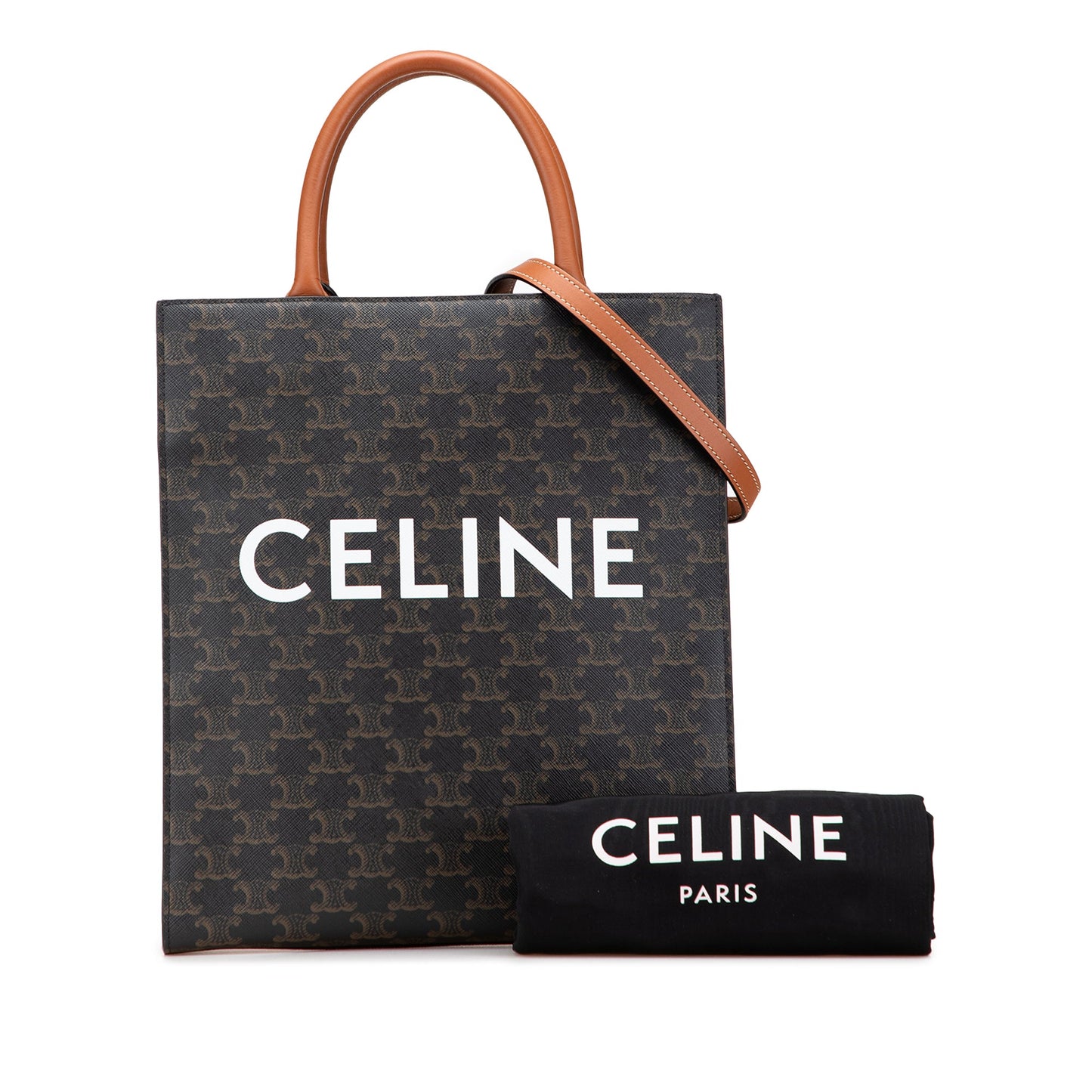 Celine Small Triomphe Coated Canvas Vertical Cabas Tote