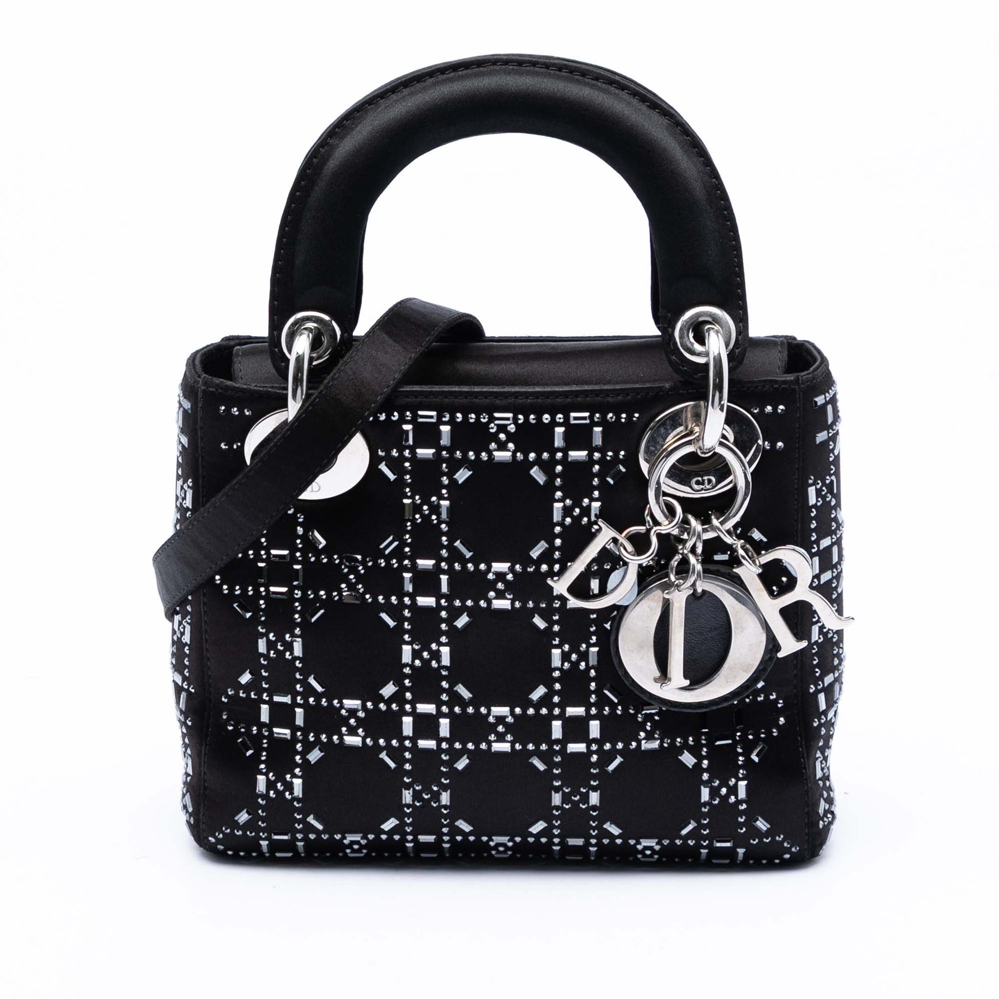 Dior Mini Satin Cannage Strass Crystal Embellished Lady Dior