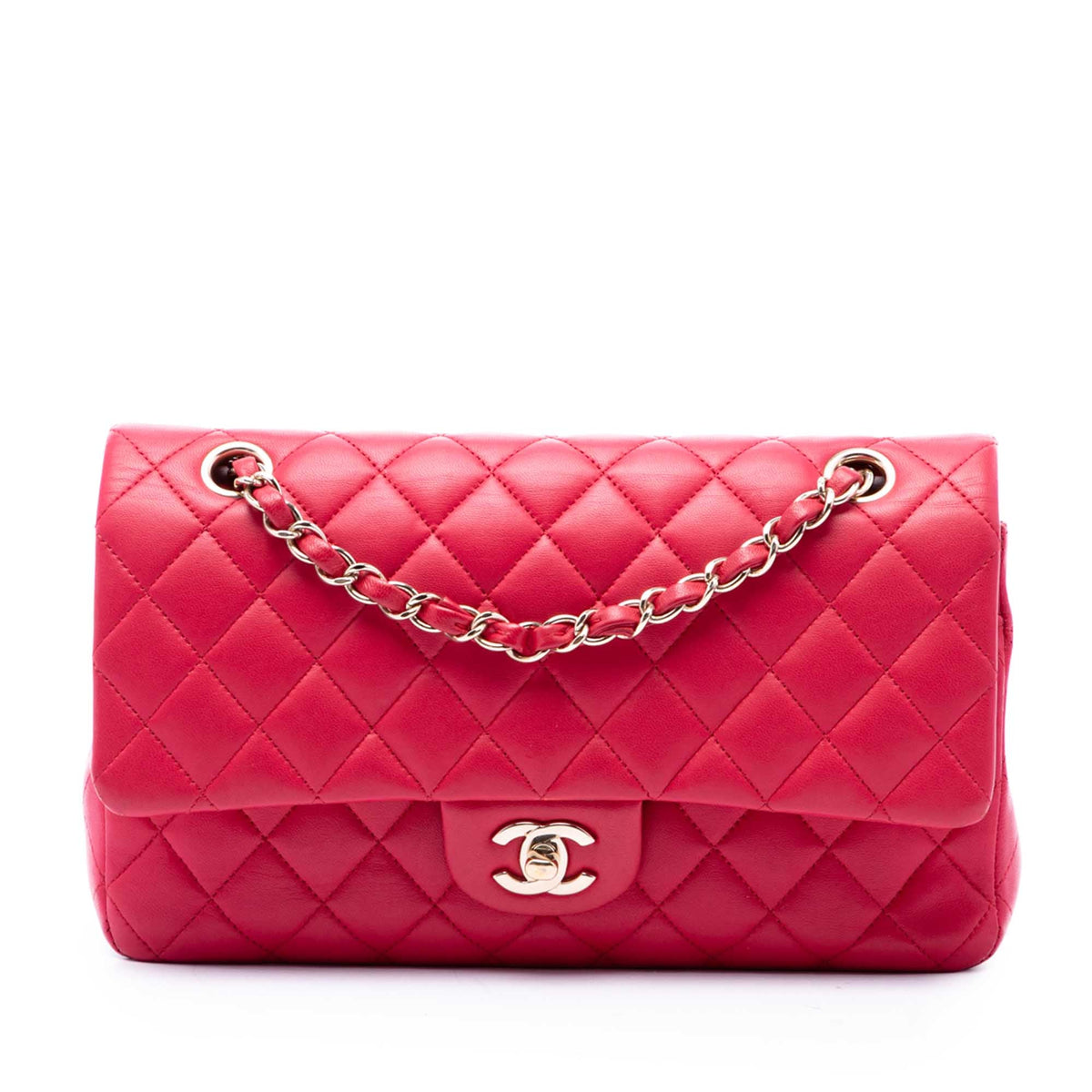 Chanel Medium Classic Lambskin Double Flap — Pink