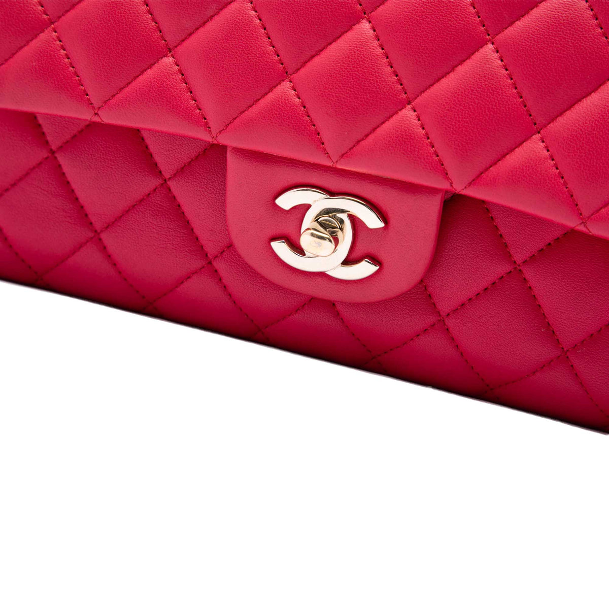 Chanel Medium Classic Lambskin Double Flap — Pink