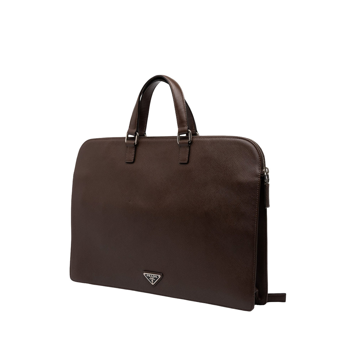 Prada Saffiano Business Bag — Brown