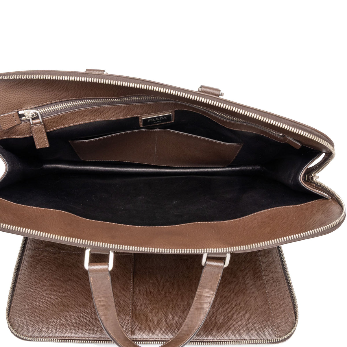 Prada Saffiano Business Bag — Brown