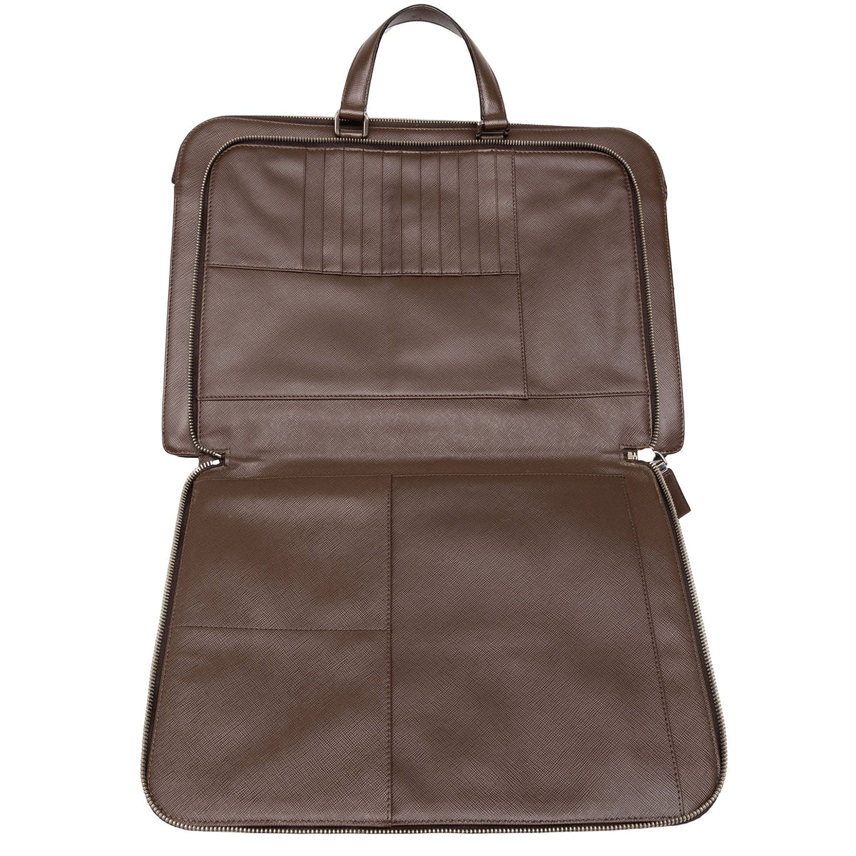 Prada Saffiano Business Bag — Brown