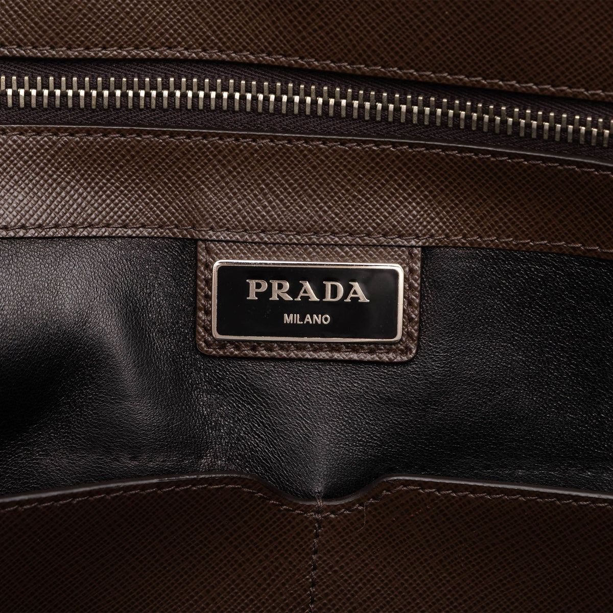 Prada Saffiano Business Bag — Brown