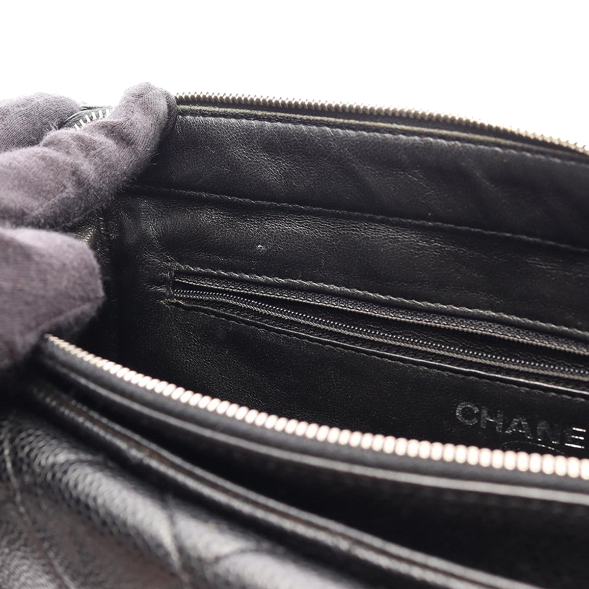 Chanel Paris Edinburgh Quilted Caviar Front Flap Pocket Tote