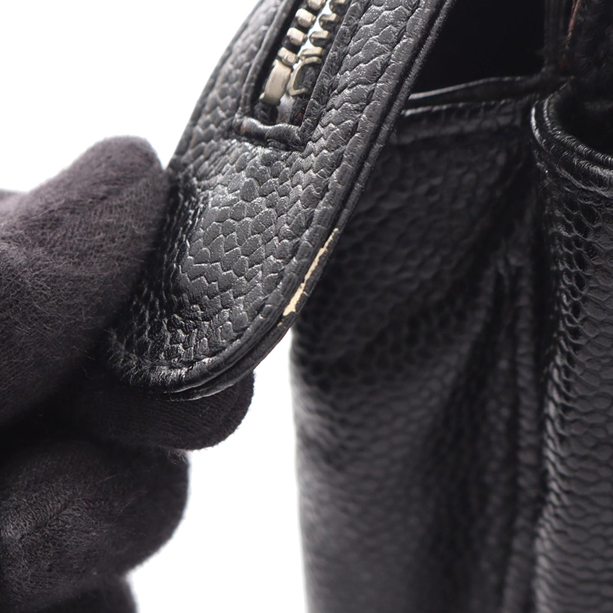 Chanel Paris Edinburgh Quilted Caviar Front Flap Pocket Tote