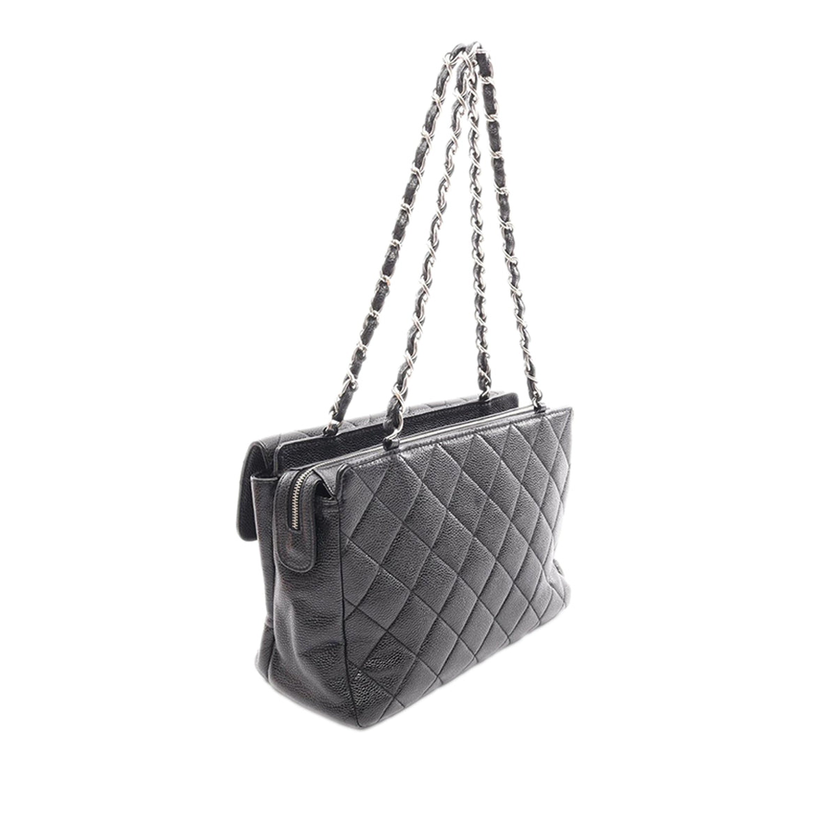 Chanel Paris Edinburgh Quilted Caviar Front Flap Pocket Tote