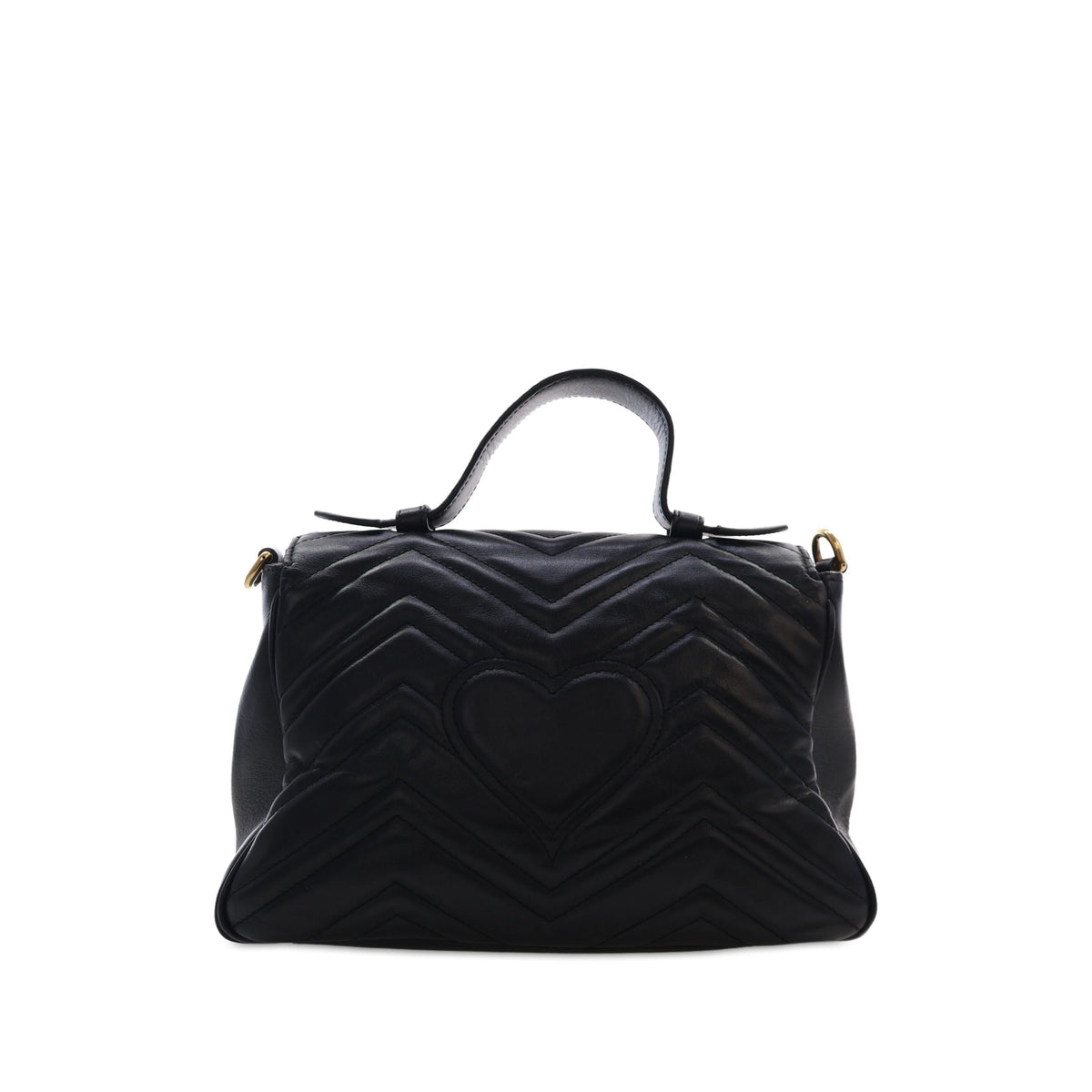 Gucci Small GG Marmont Matelasse Calfskin Top Handle Bag — Black
