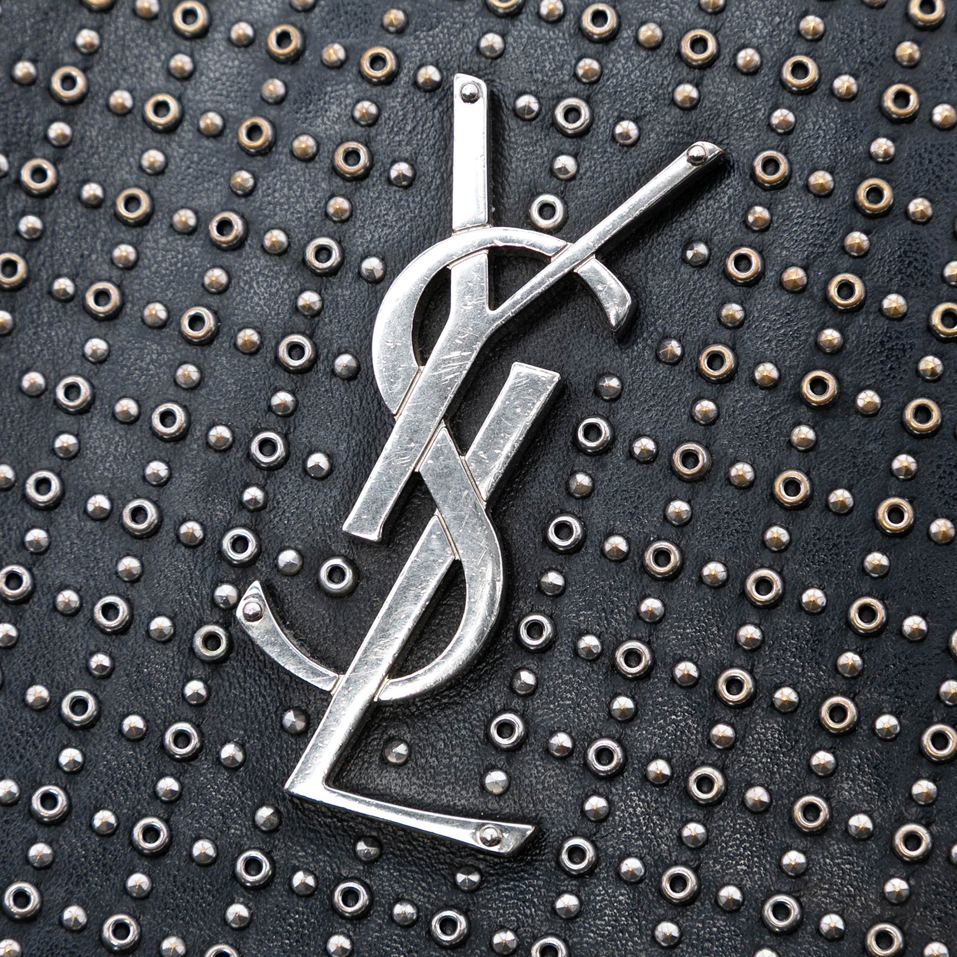 Saint Laurent Studded Calfskin Sac Coeur Heart Tassel Crossbody
