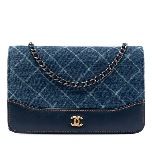 Chanel Printed Denim and Calfskin Gabrielle Wallet On Chain