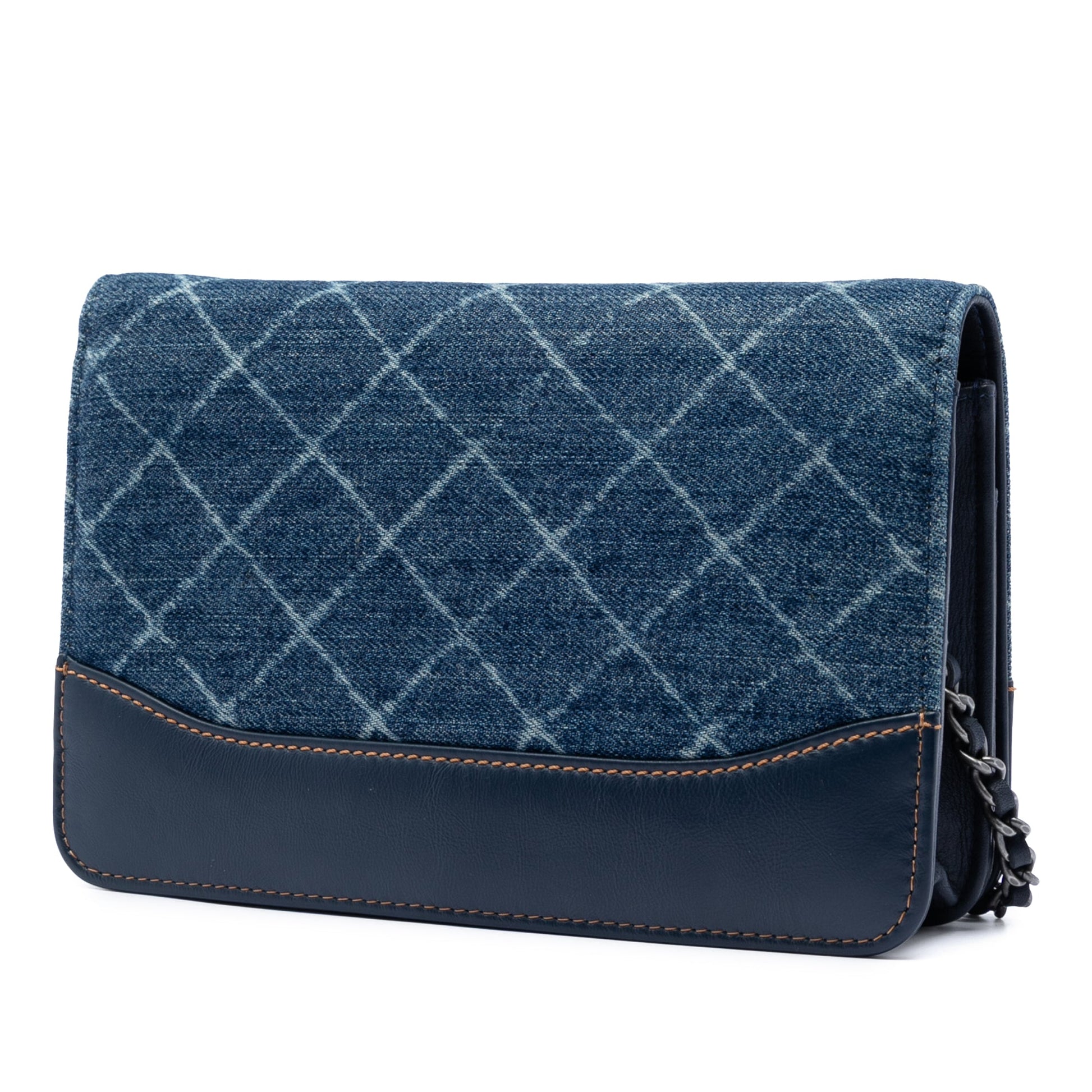Chanel Printed Denim and Calfskin Gabrielle Wallet On Chain