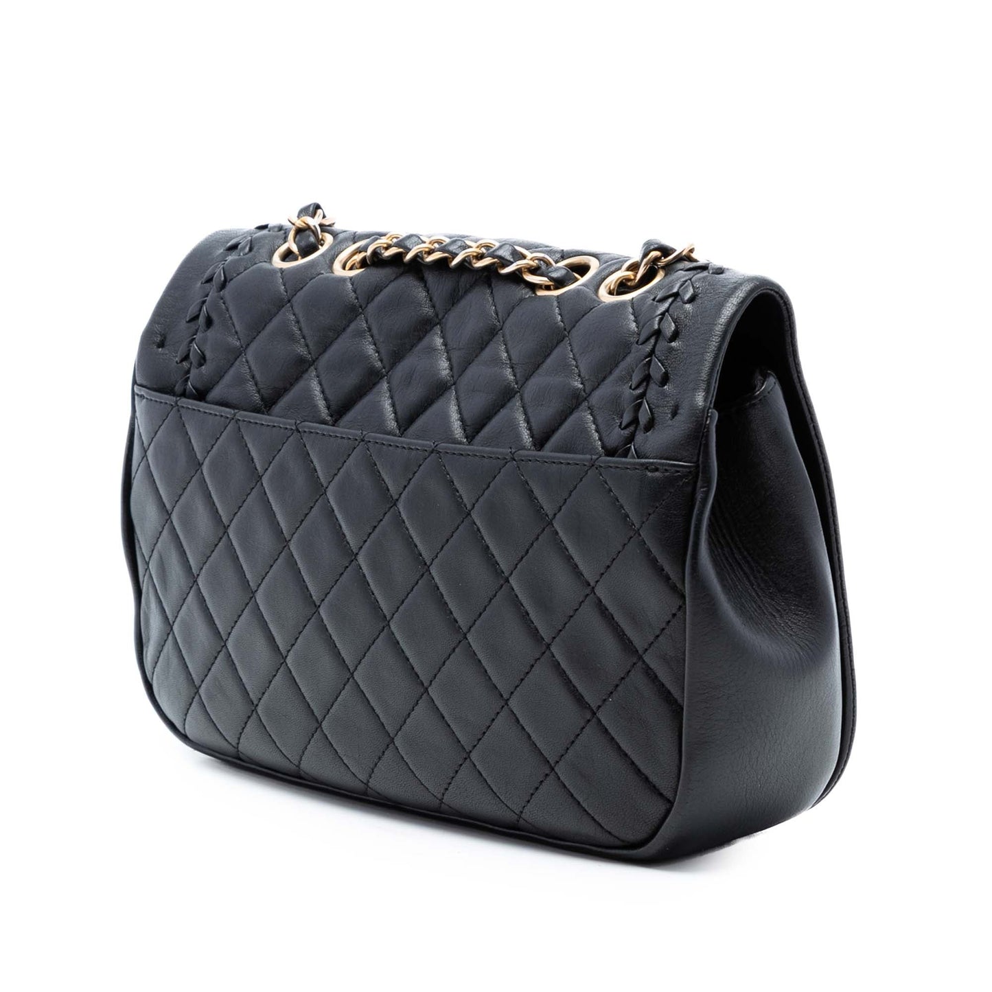 Quilted Lambskin Braided Saddle Flap
