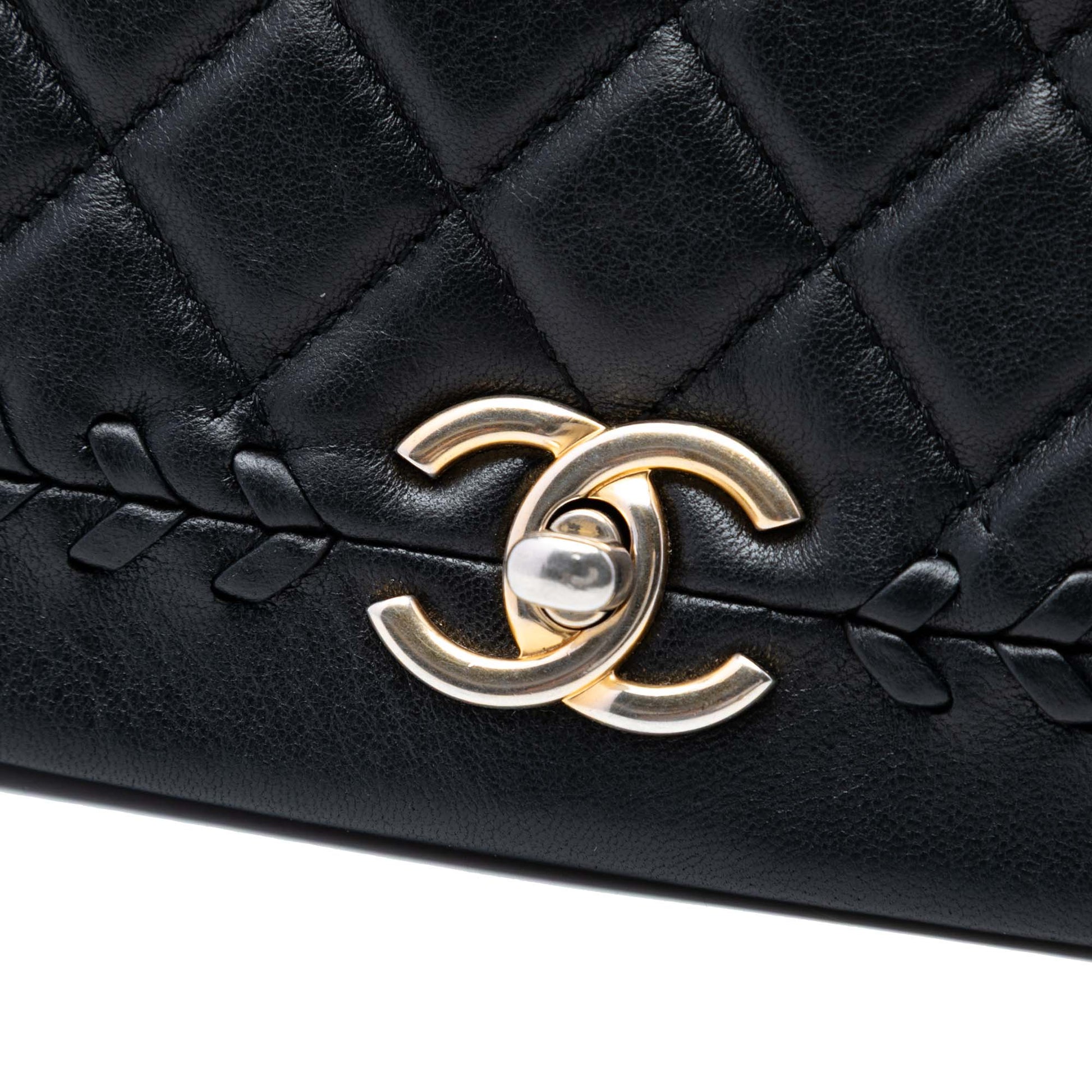 Quilted Lambskin Braided Saddle Flap