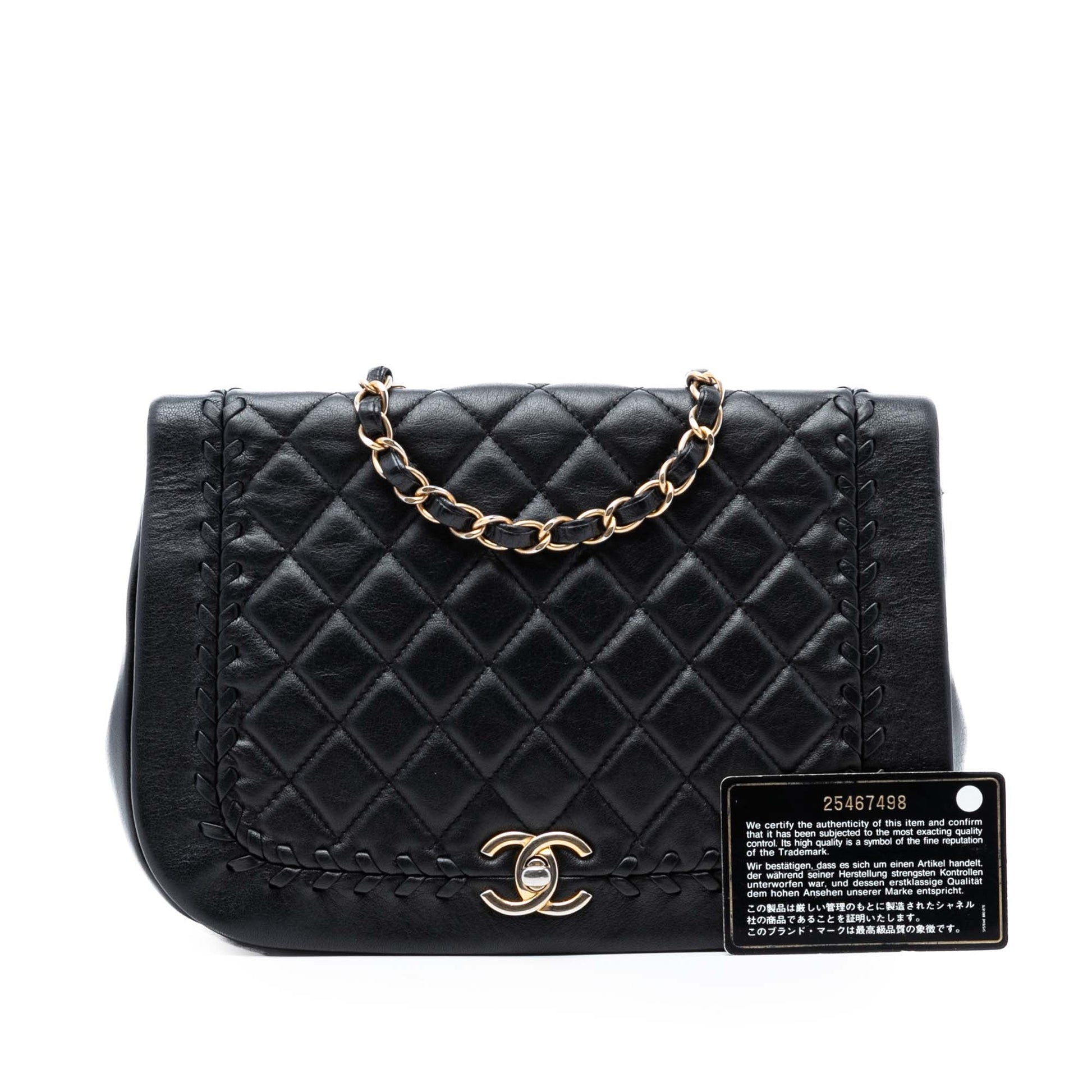 Quilted Lambskin Braided Saddle Flap