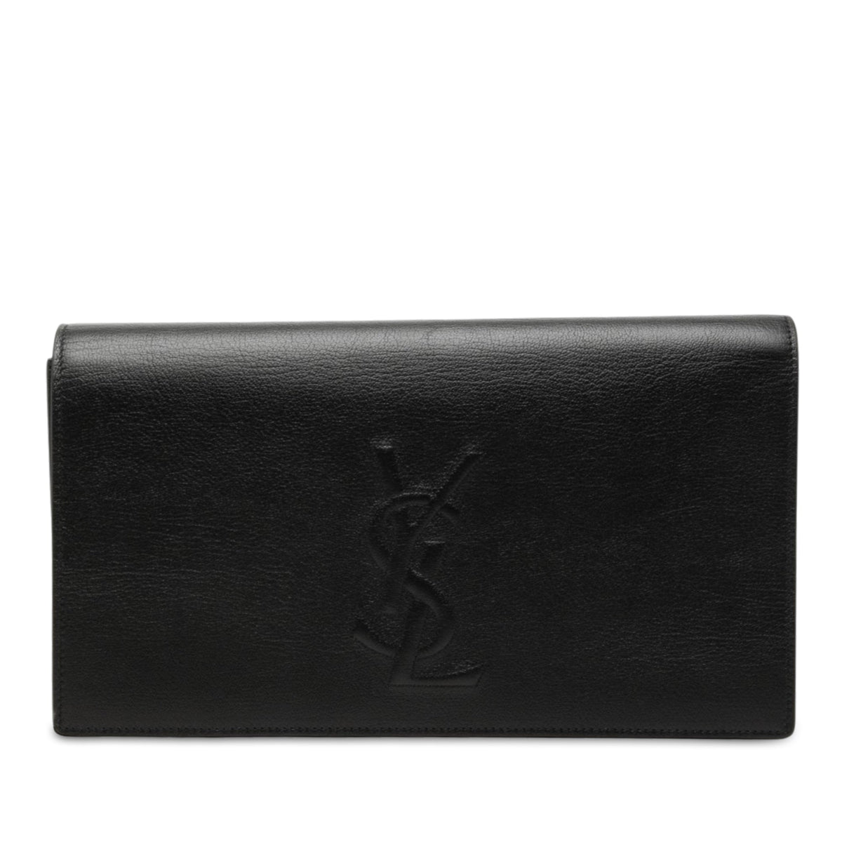Saint Laurent Large Calfskin Monogram Belle De Jour Clutch — Black