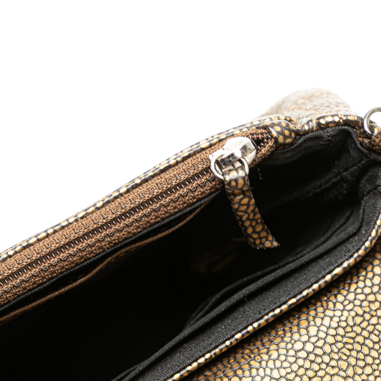 Chanel CC Metallic Caviar Half Moon Wallet on Chain