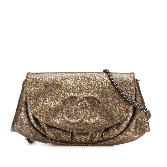 Chanel CC Metallic Caviar Half Moon Wallet on Chain