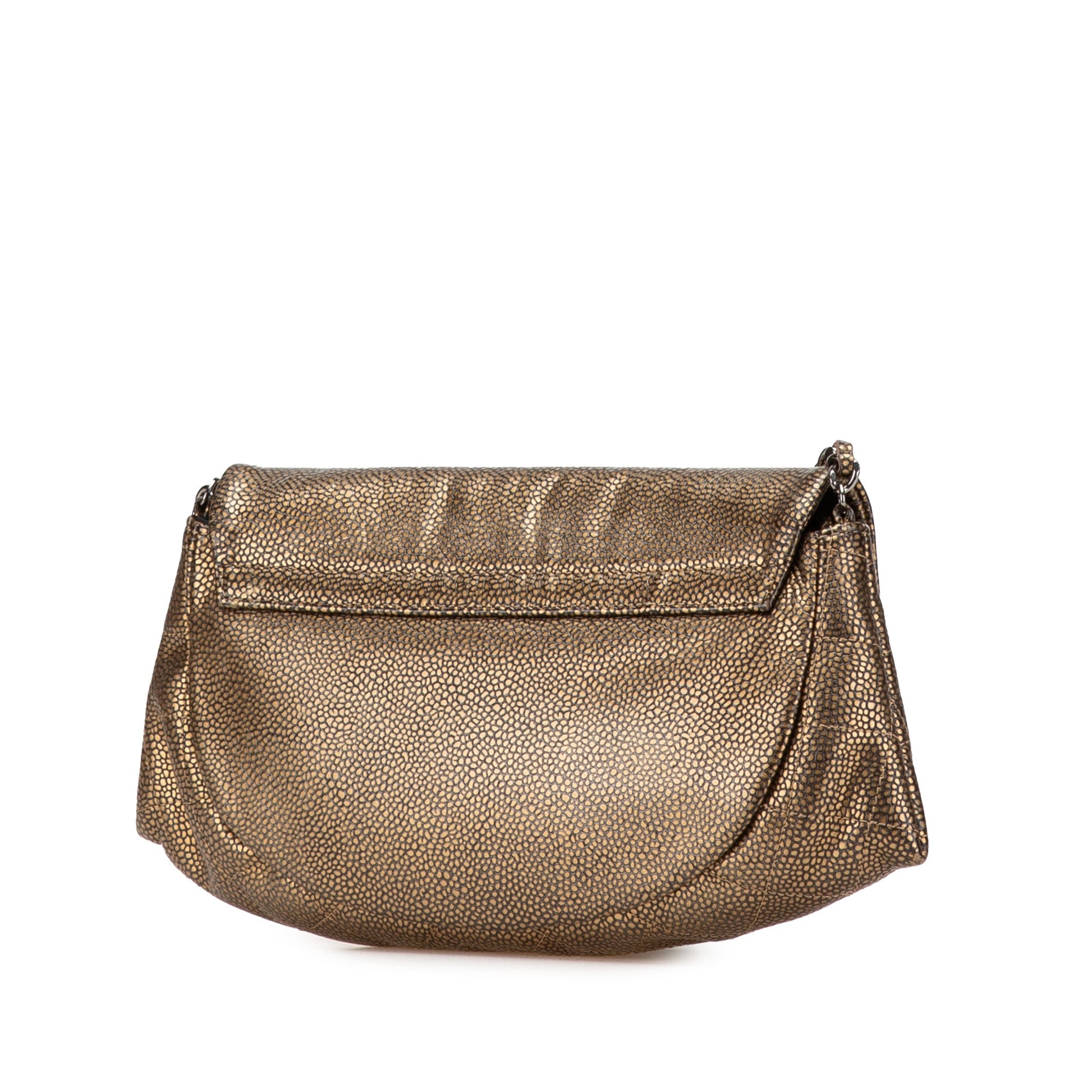 Chanel CC Metallic Caviar Half Moon Wallet on Chain