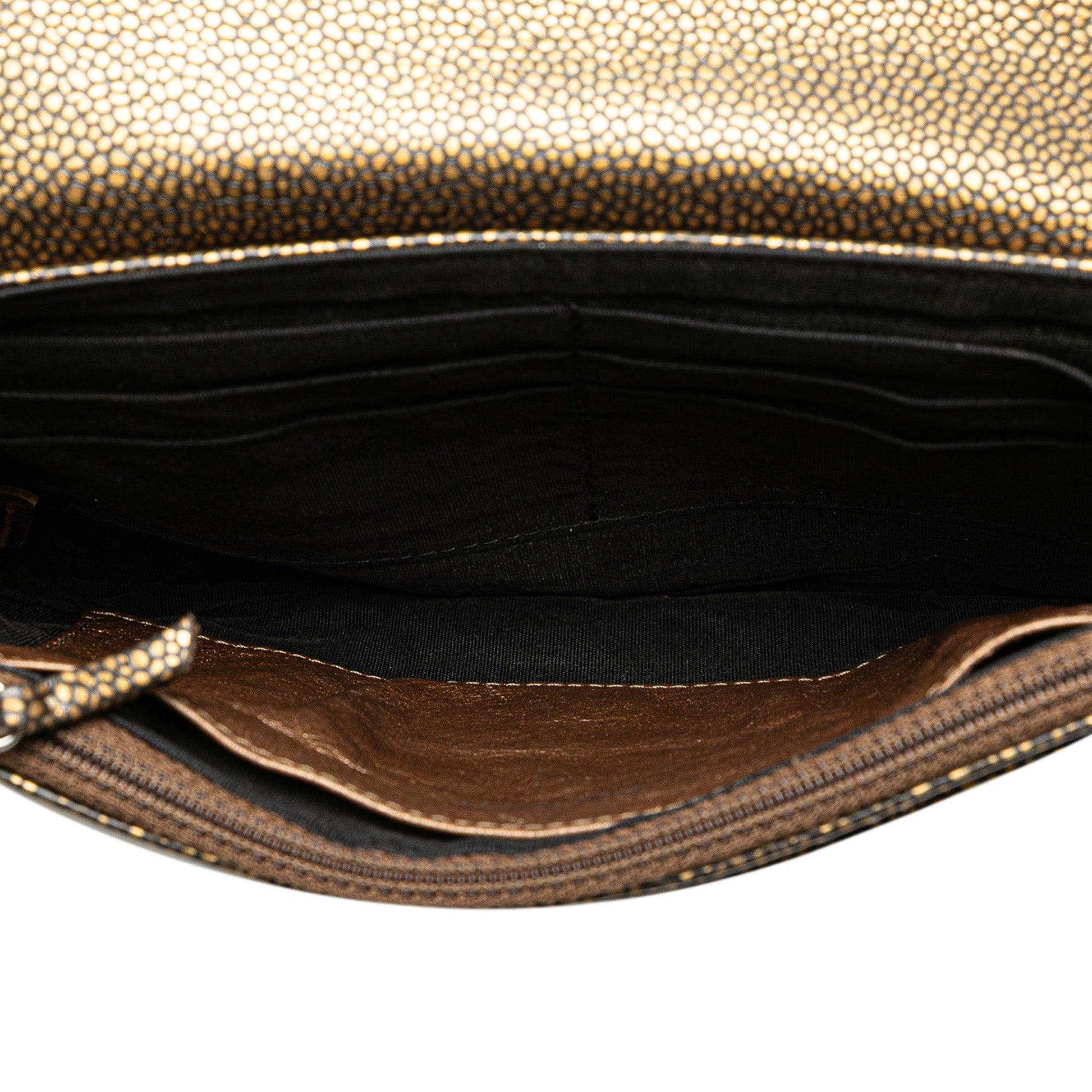 Chanel CC Metallic Caviar Half Moon Wallet on Chain